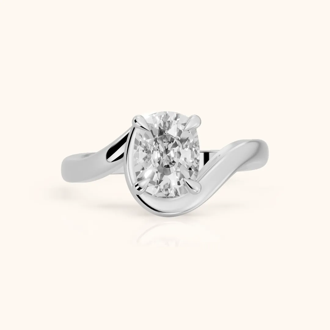 Margaux Bypass Solitaire Cushion Diamond Engagement Ring in Silver — view 2