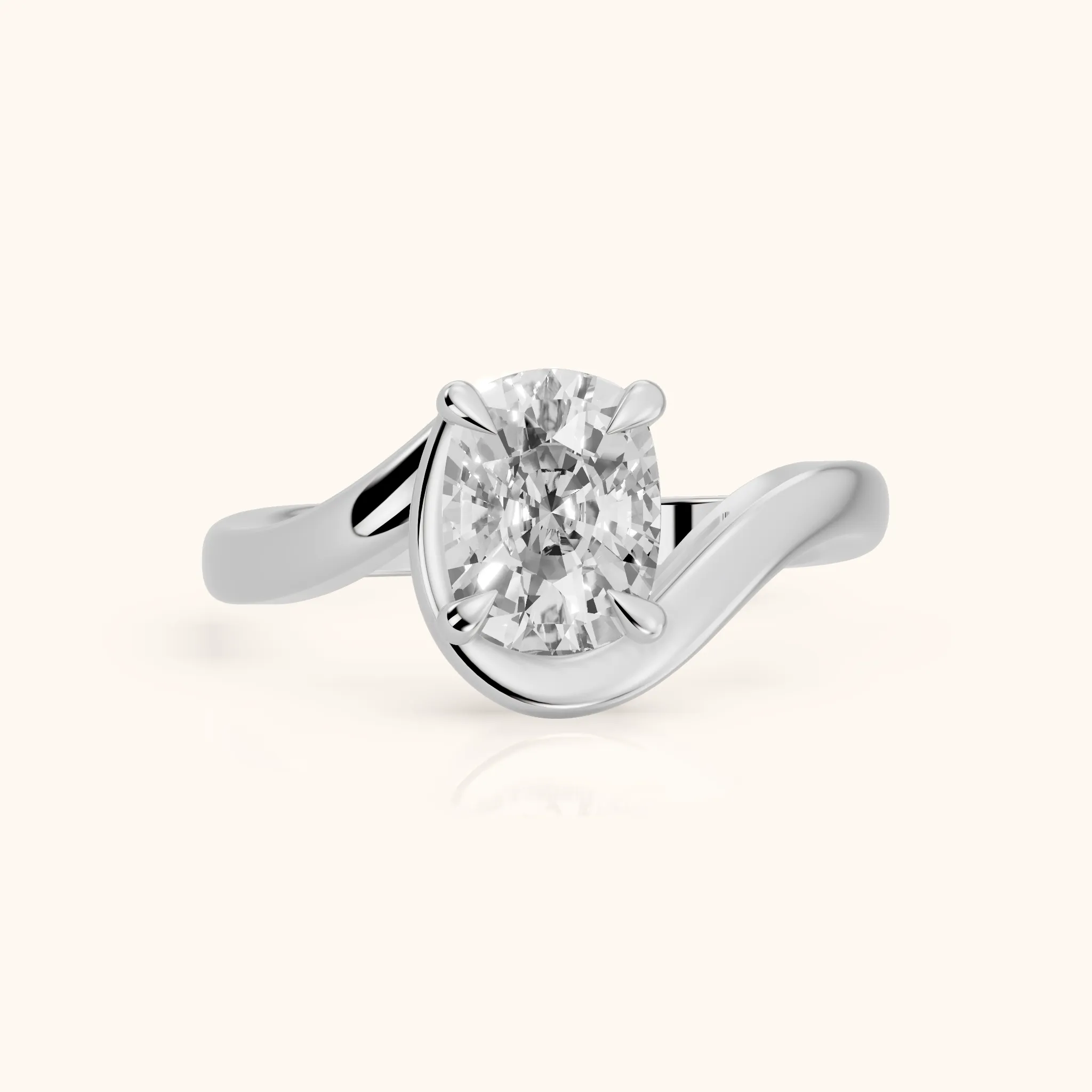 Margaux Bypass Solitaire Cushion Diamond Engagement Ring in Silver — view 1