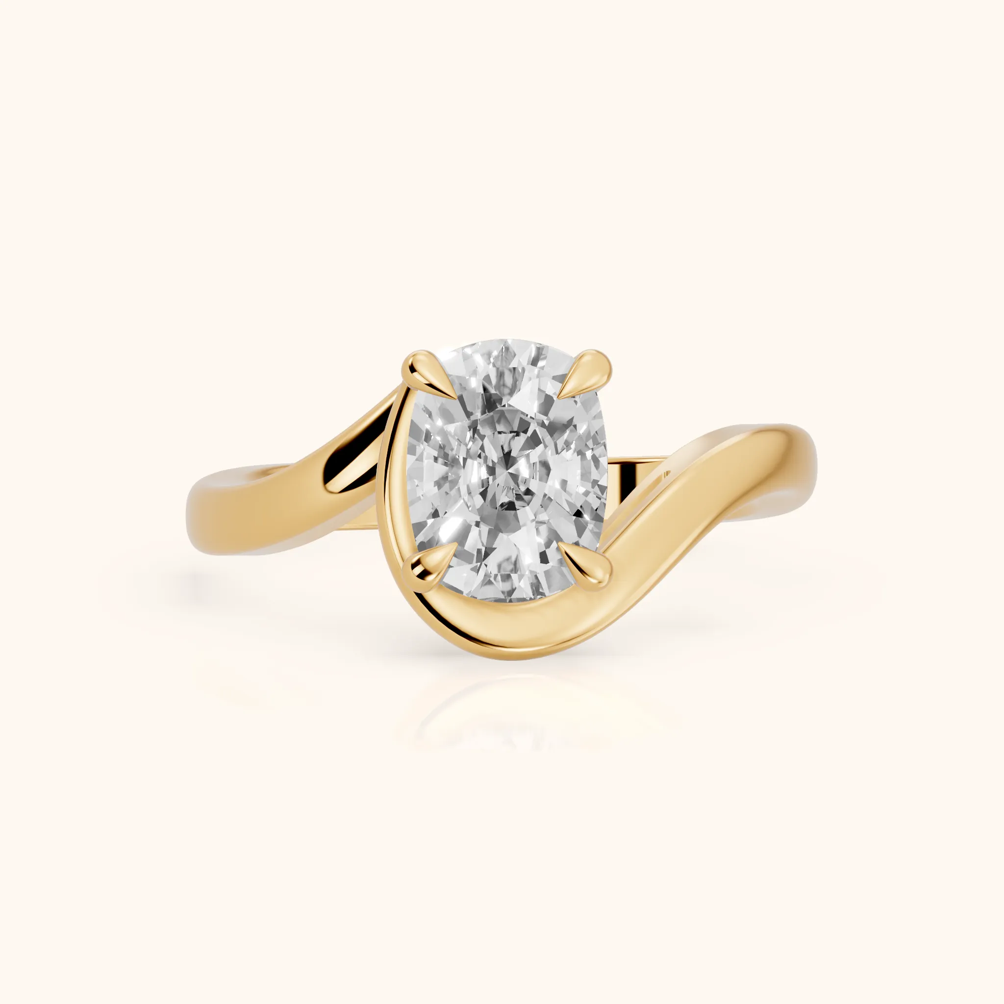 Margaux Bypass Solitaire Cushion Diamond Engagement Ring in Yellow Gold — view 1
