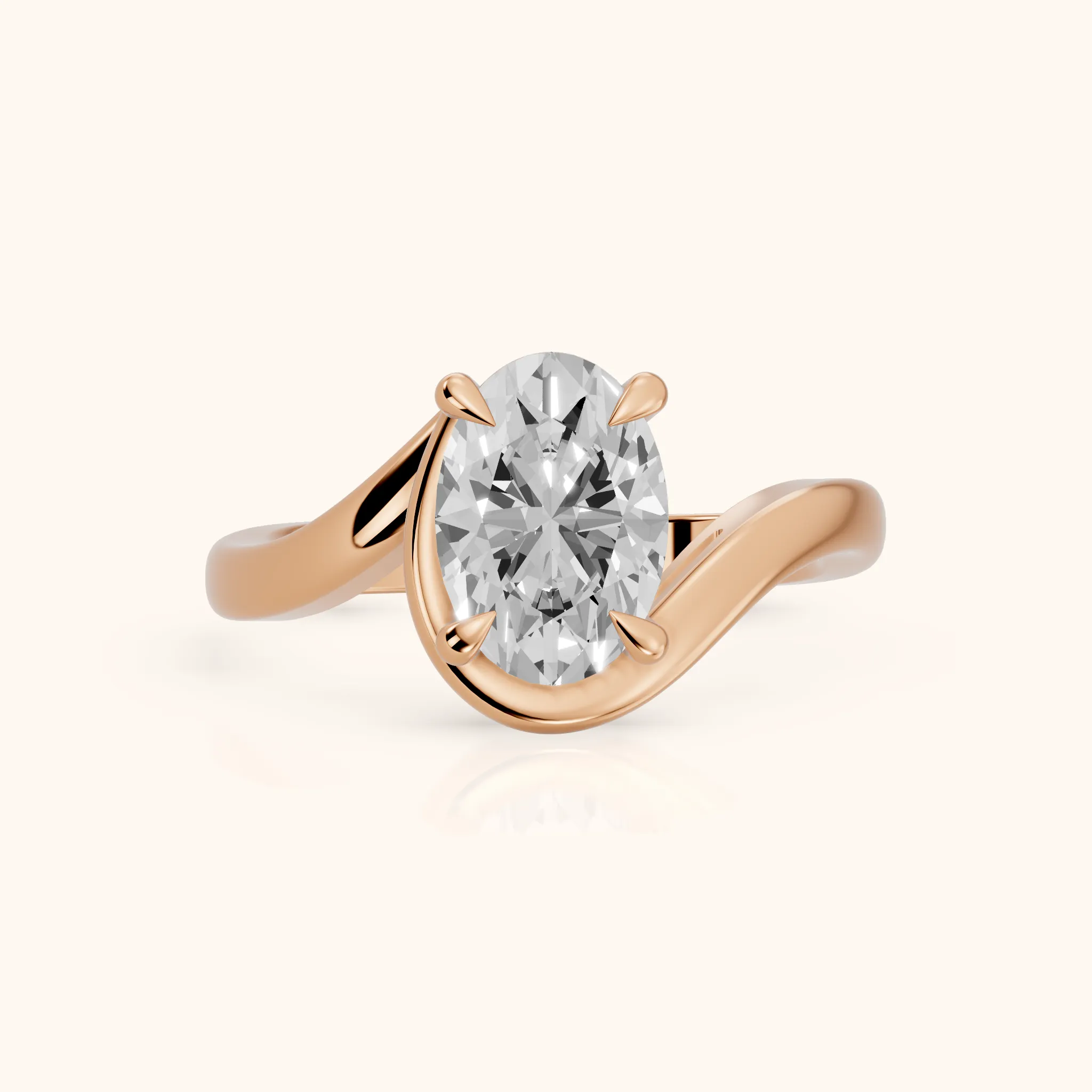 Margaux Bypass Solitaire Oval Diamond Engagement Ring in Rose Gold — view 1