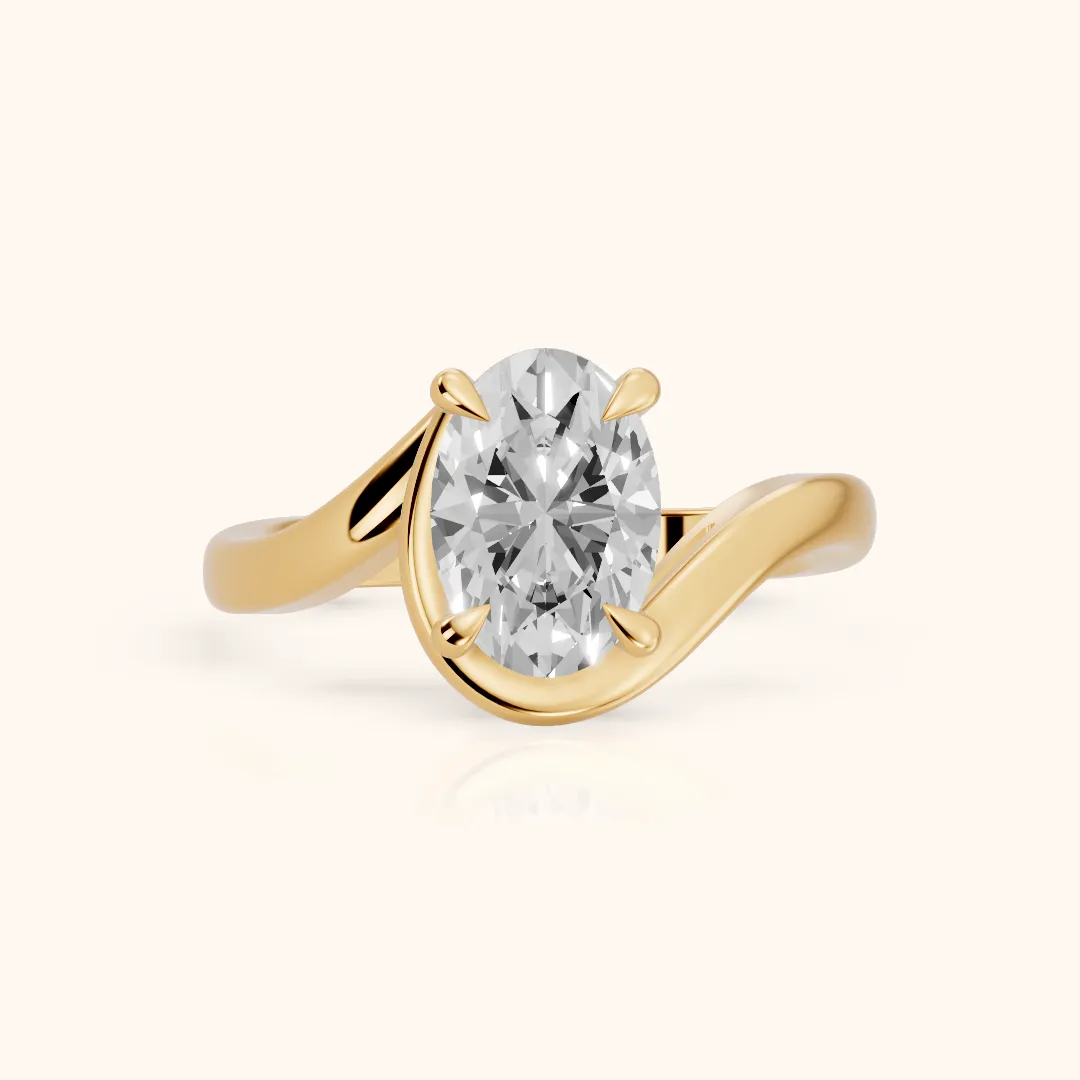 Margaux Bypass Solitaire Oval Diamond Engagement Ring in Yellow Gold — view 2