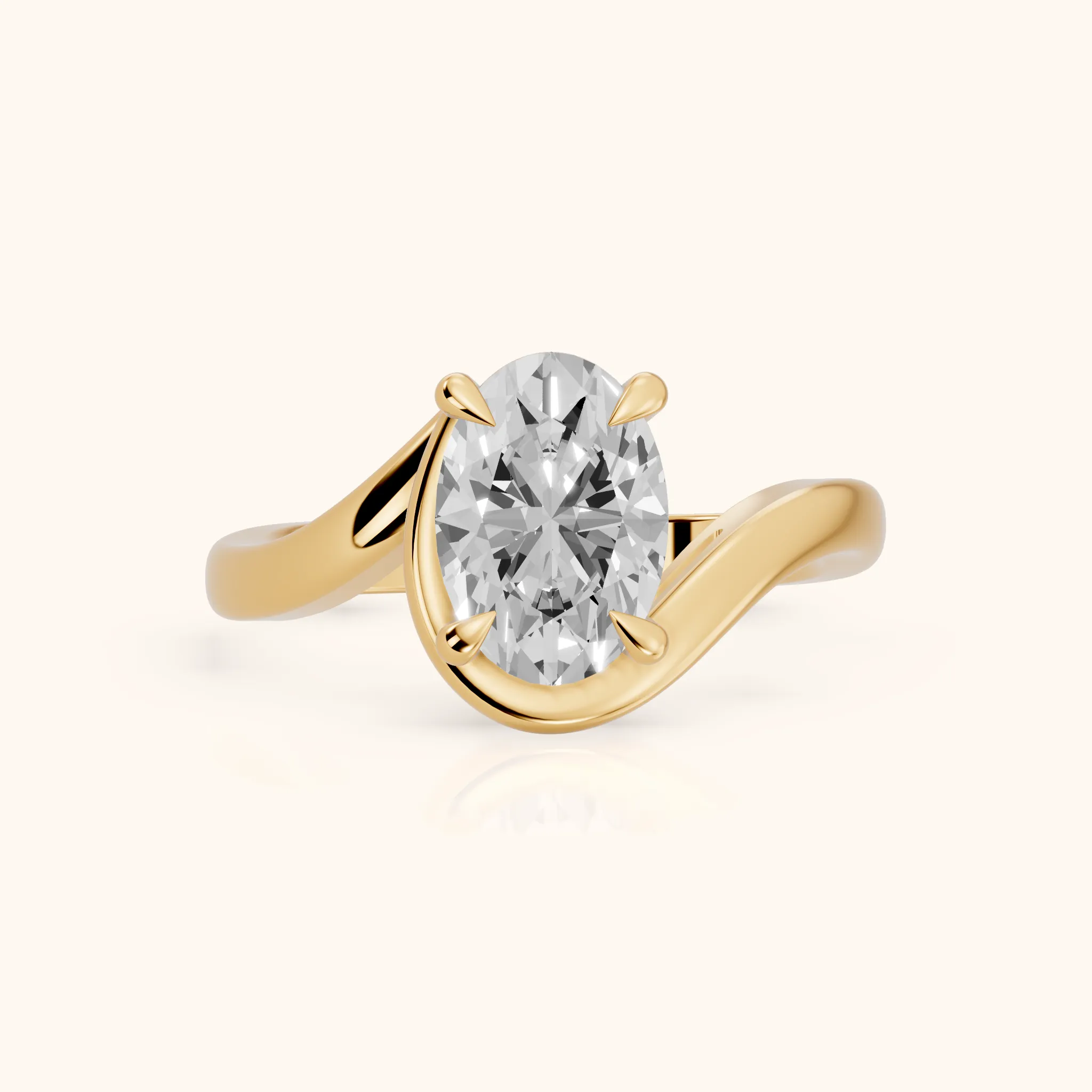 Margaux Bypass Solitaire Oval Diamond Engagement Ring in Yellow Gold — view 1