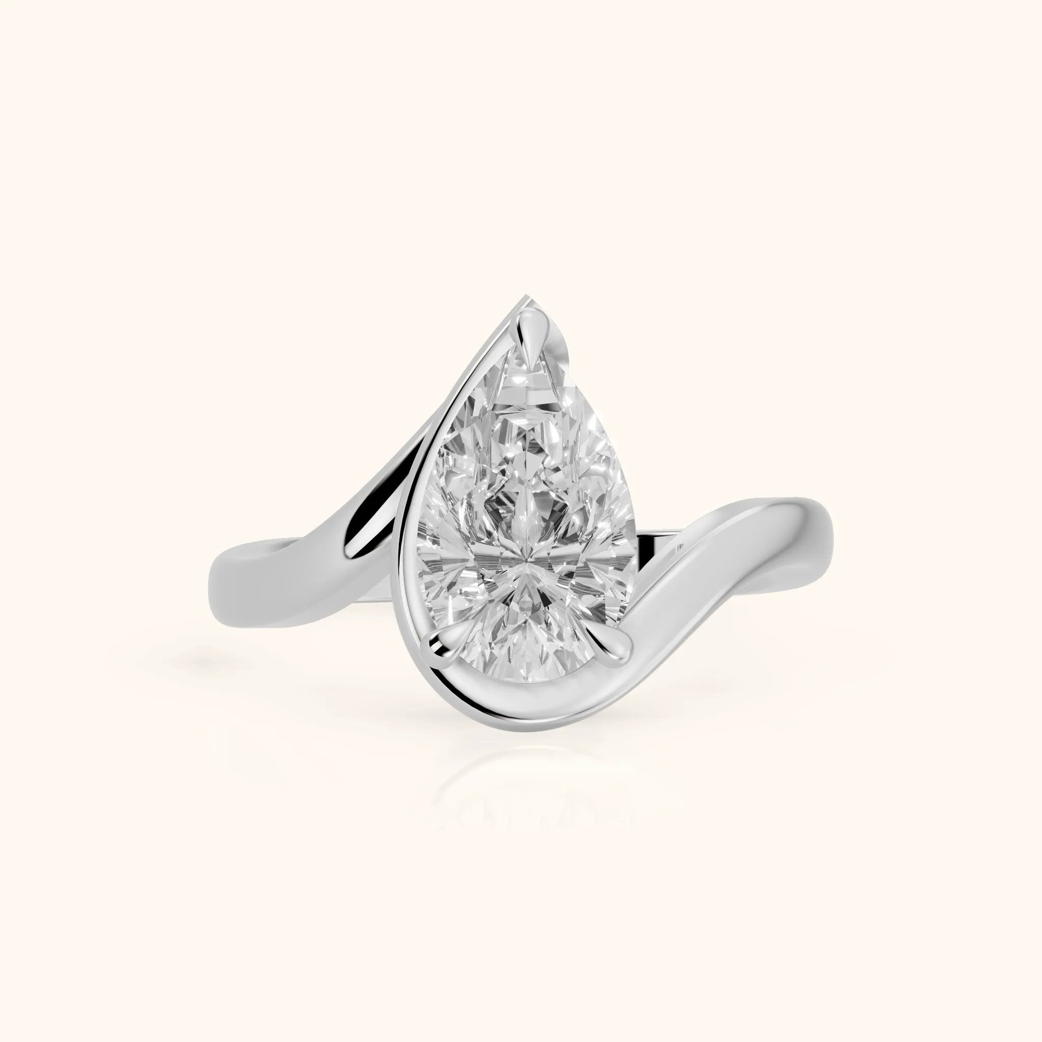 Margaux Bypass Solitaire Pear Diamond Engagement Ring in Silver — view 1