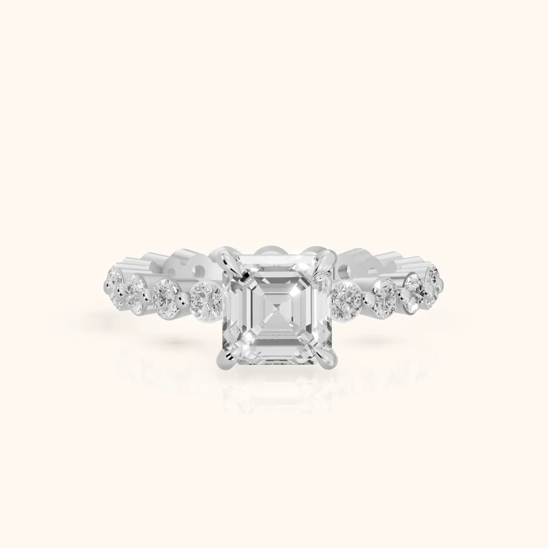 Piper Sidestone Asscher Diamond Engagement Ring in Silver — view 2