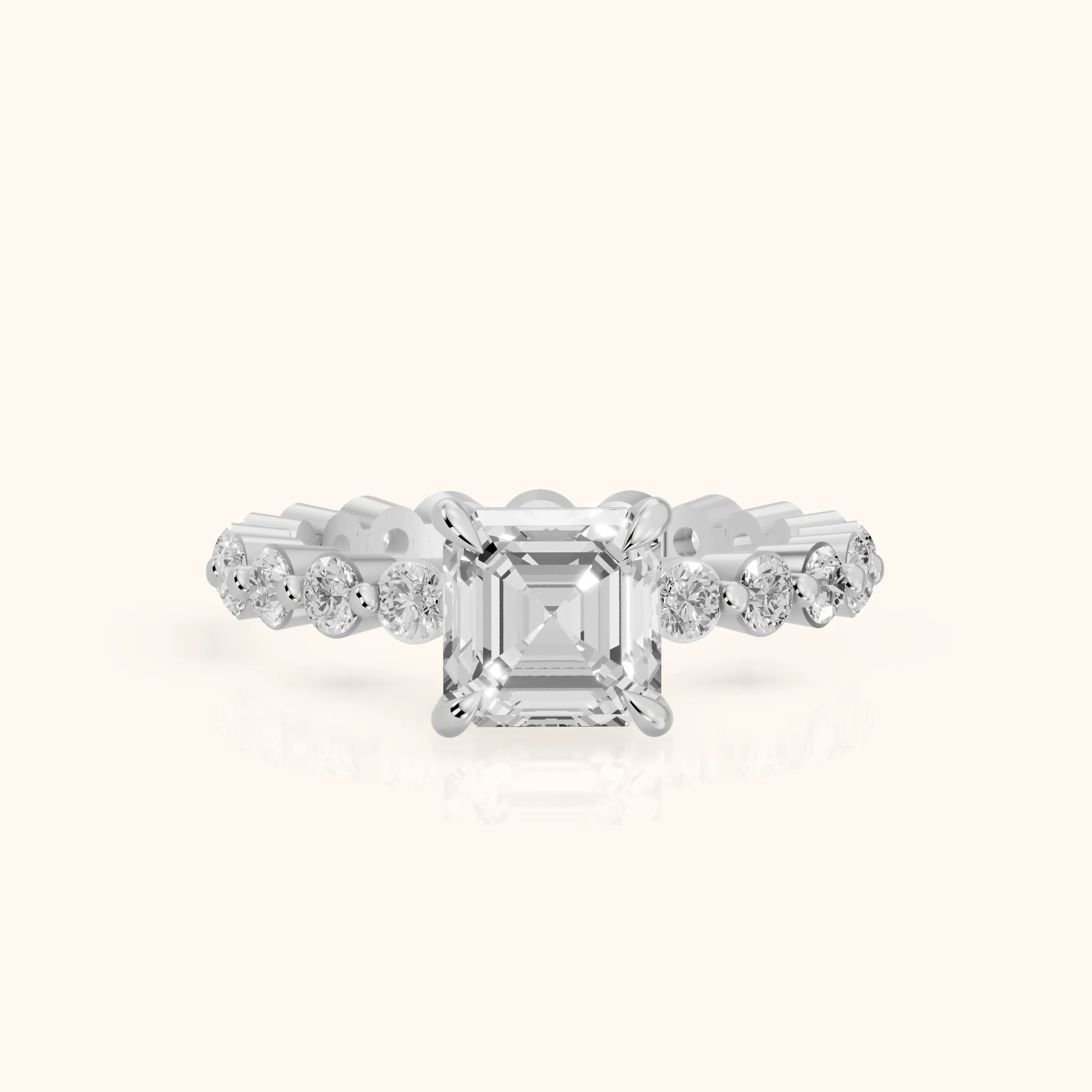 Piper Sidestone Asscher Diamond Engagement Ring in Silver — view 1