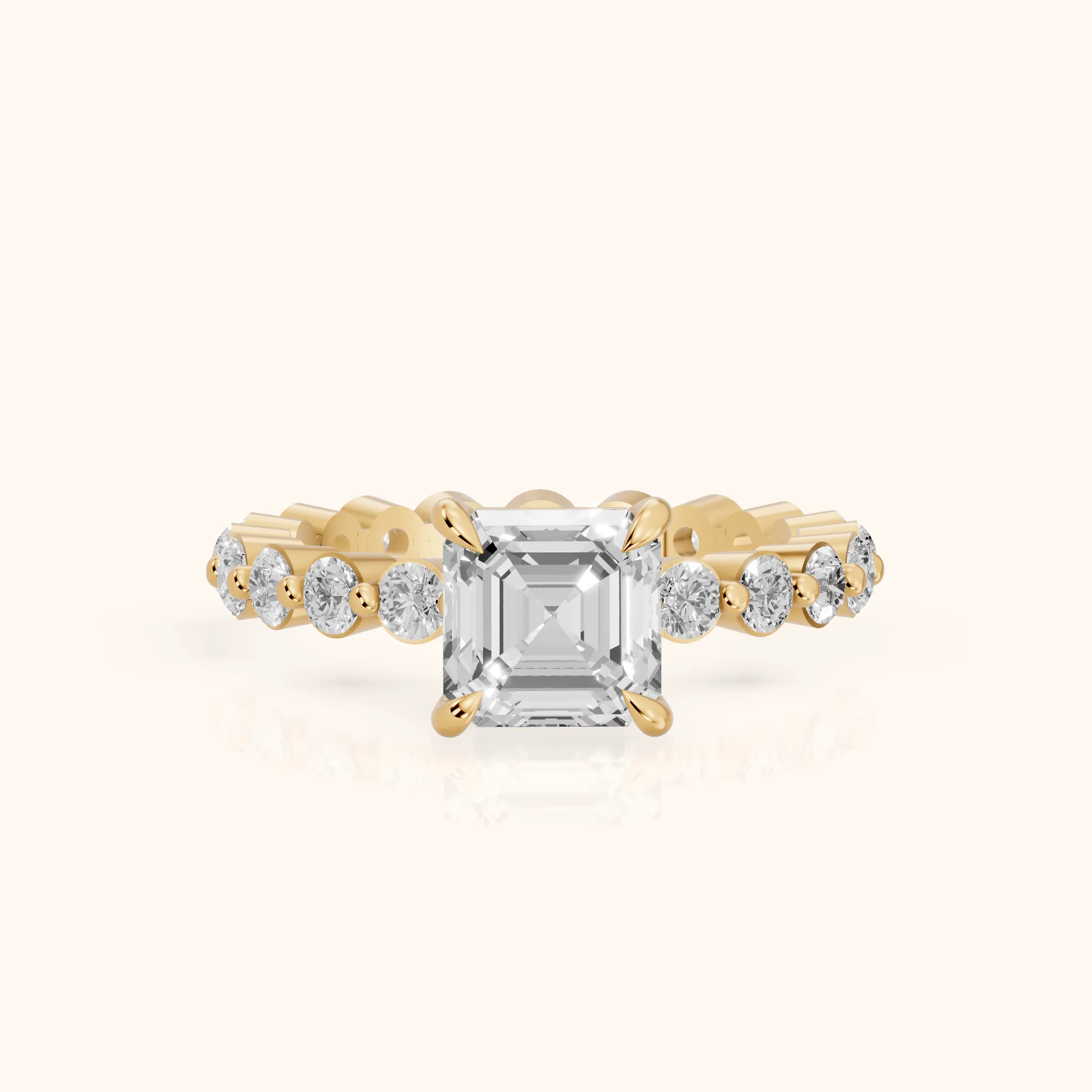 Piper Sidestone Asscher Diamond Engagement Ring in Yellow Gold — view 1