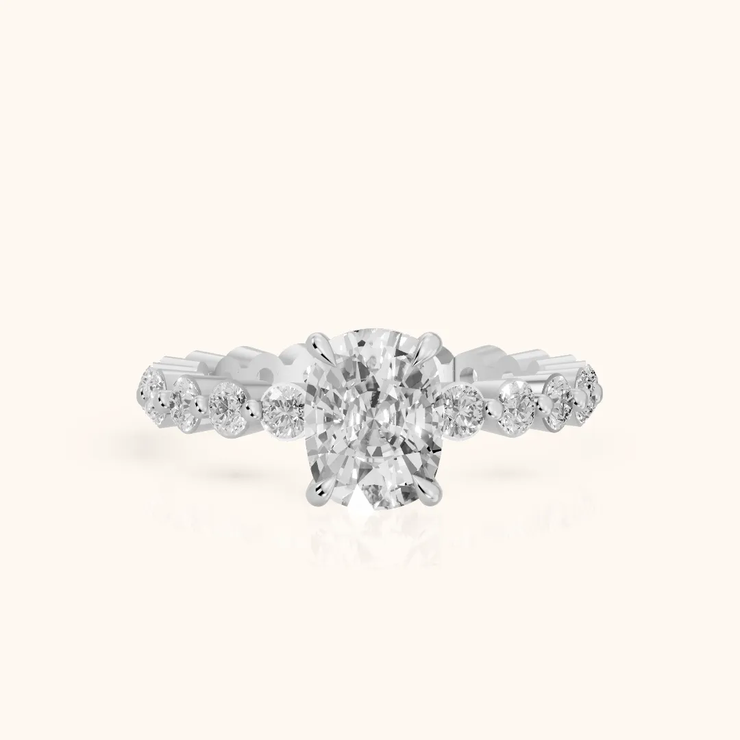 Piper Sidestone Cushion Diamond Engagement Ring in Silver — view 2