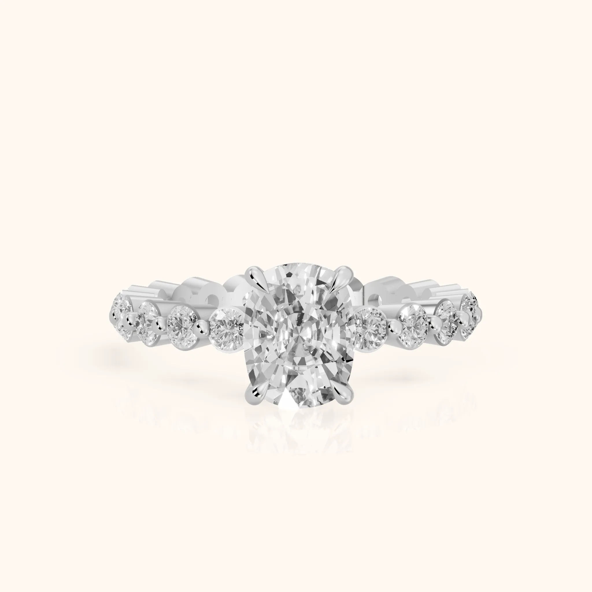 Piper Sidestone Cushion Diamond Engagement Ring in Silver — view 1