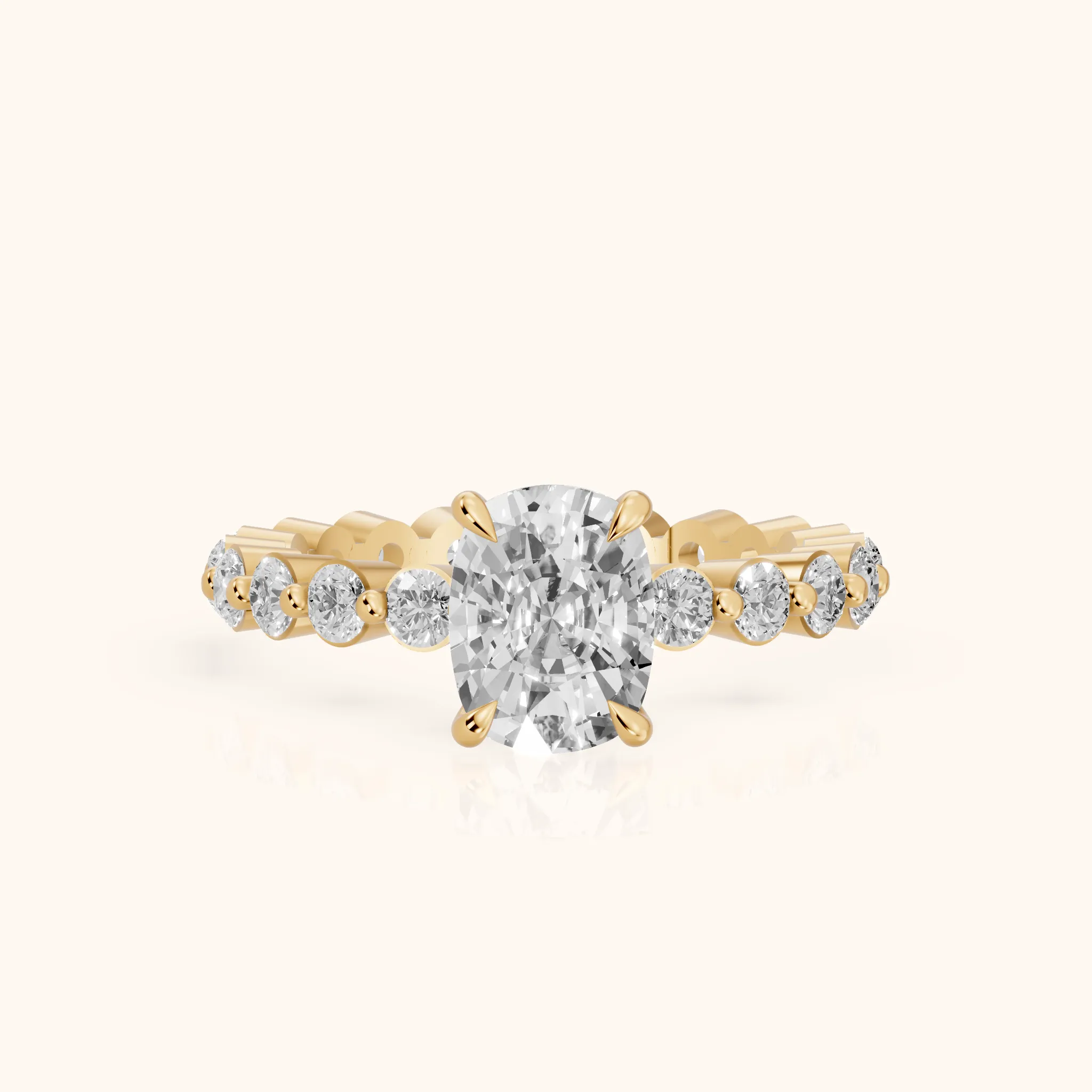 Piper Sidestone Cushion Diamond Engagement Ring in Yellow Gold — view 1