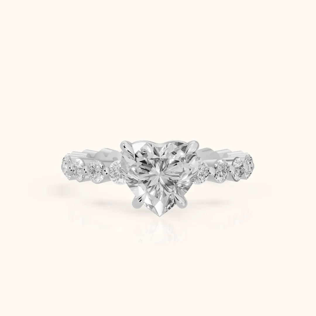 Piper Sidestone Heart Diamond Engagement Ring in Silver — view 2