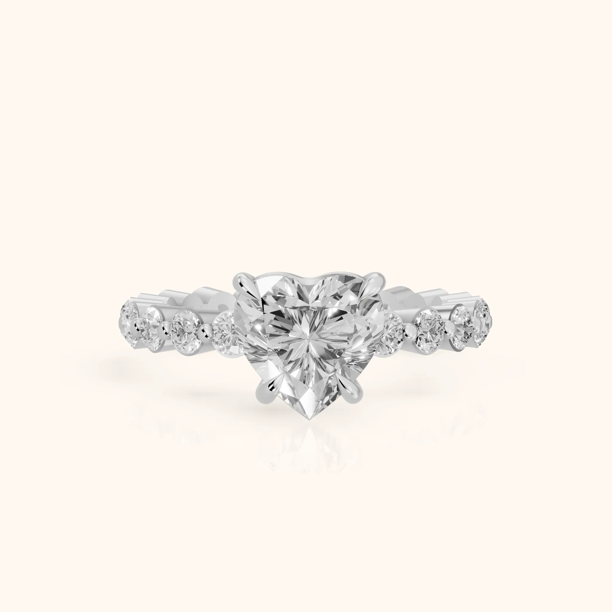 Piper Sidestone Heart Diamond Engagement Ring in Silver — view 1