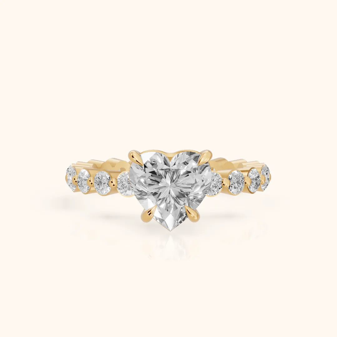 Piper Sidestone Heart Diamond Engagement Ring in Yellow Gold — view 2