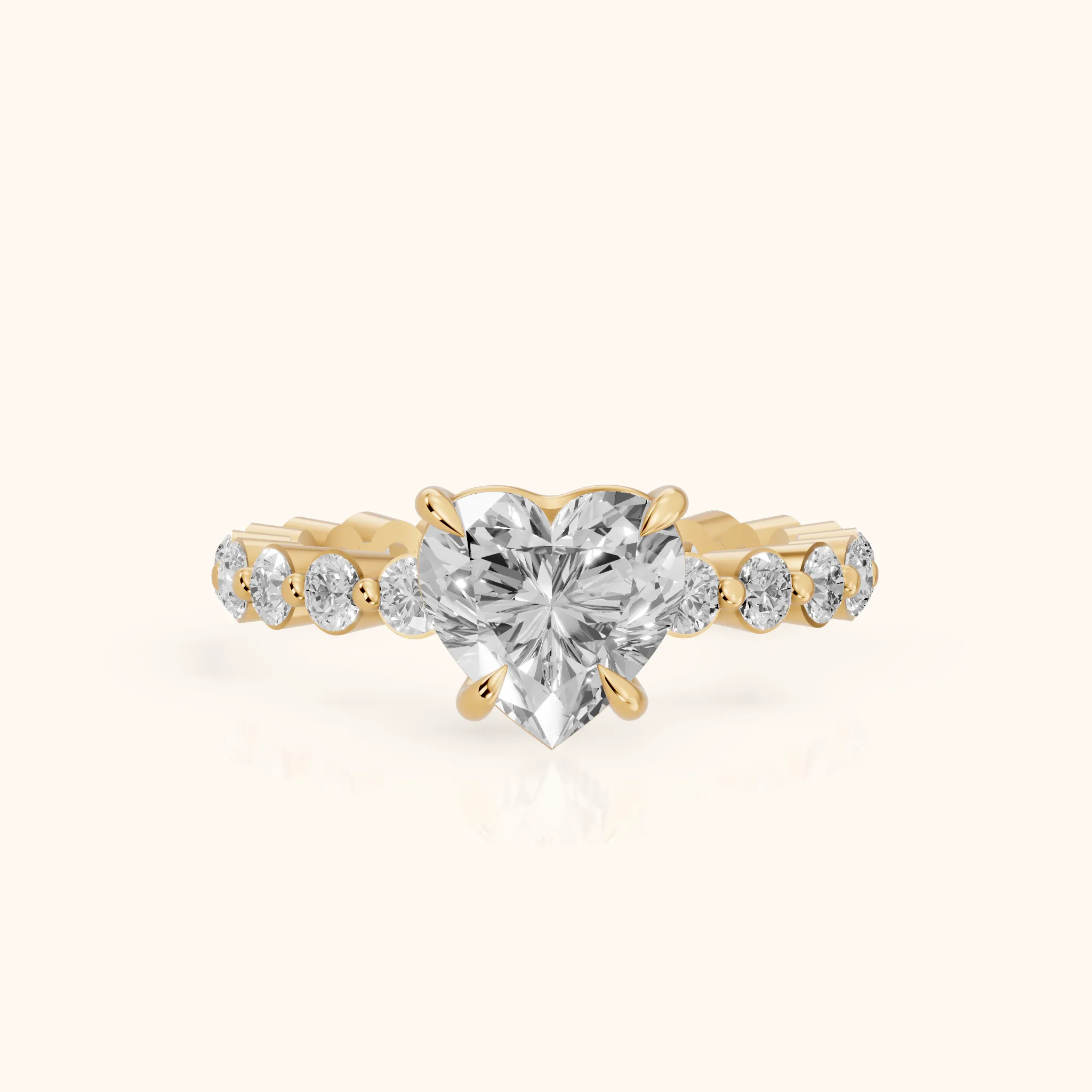 Piper Sidestone Heart Diamond Engagement Ring in Yellow Gold — view 1