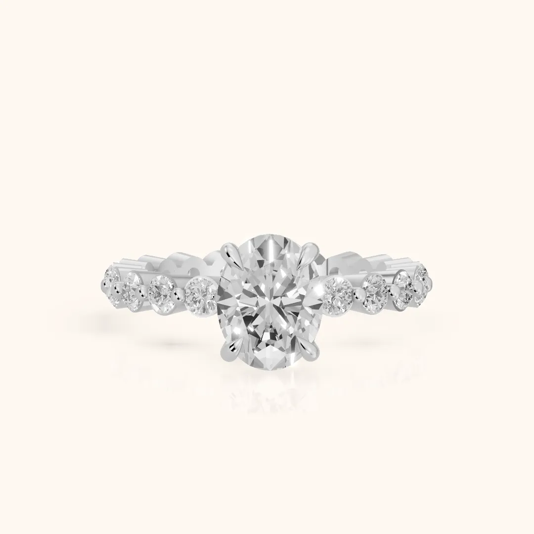 Piper Sidestone Oval Diamond Engagement Ring in Silver — view 2