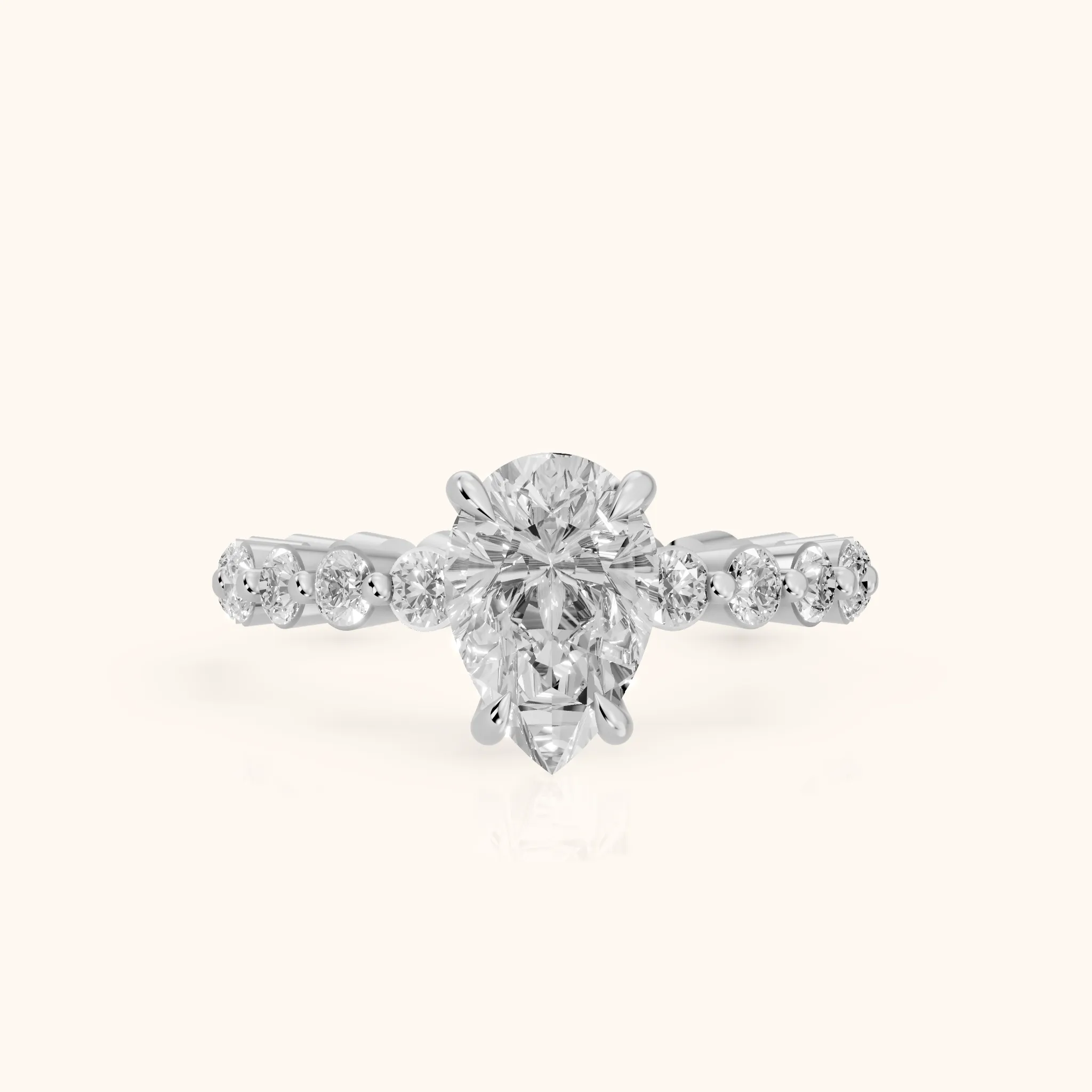 Piper Sidestone Pear Diamond Engagement Ring in Silver — view 1