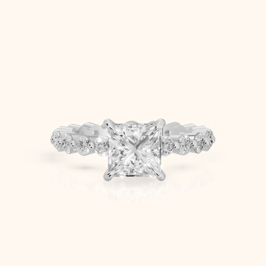 Piper Sidestone Princess Diamond Engagement Ring in Silver — view 2