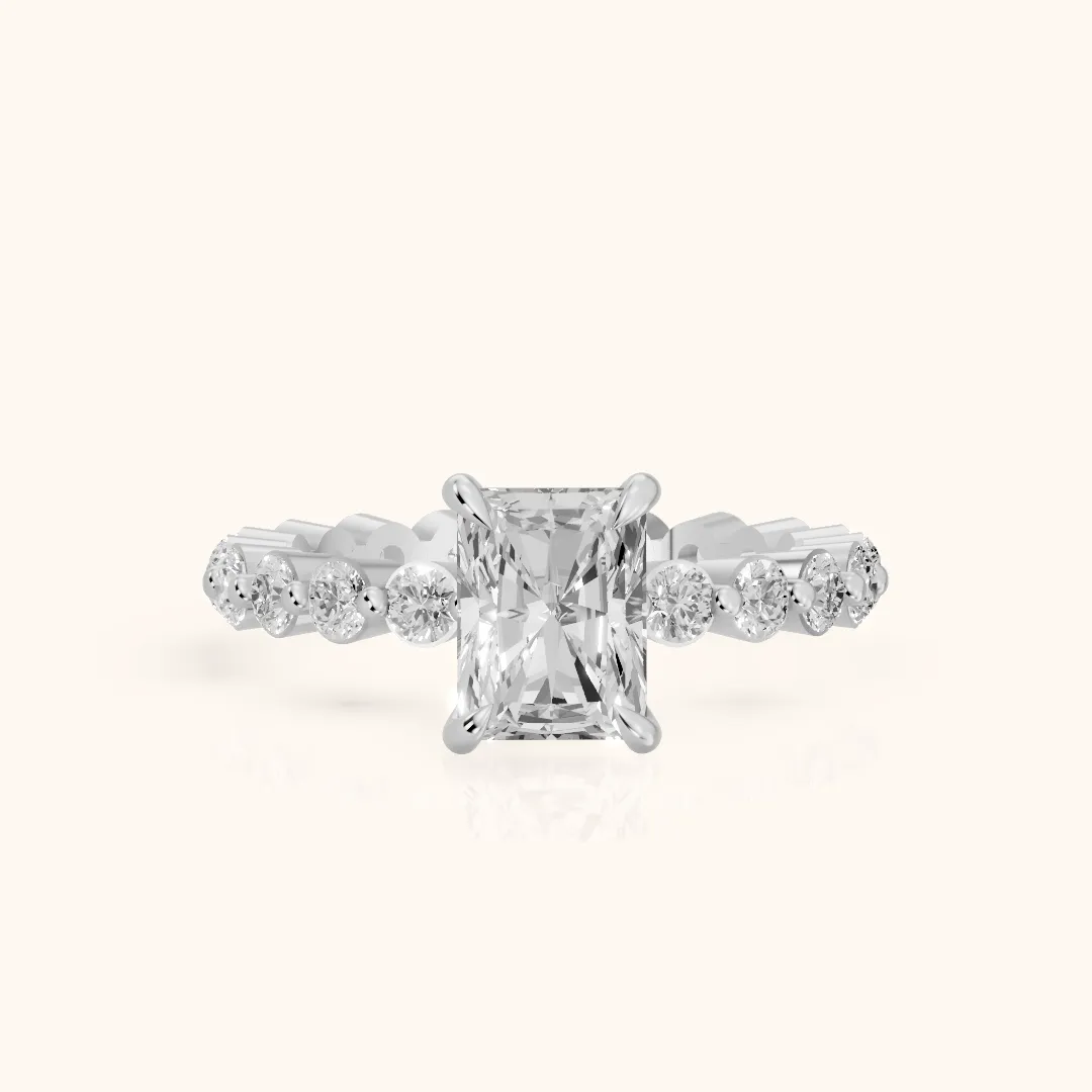 Piper Sidestone Radiant Diamond Engagement Ring in Silver — view 2