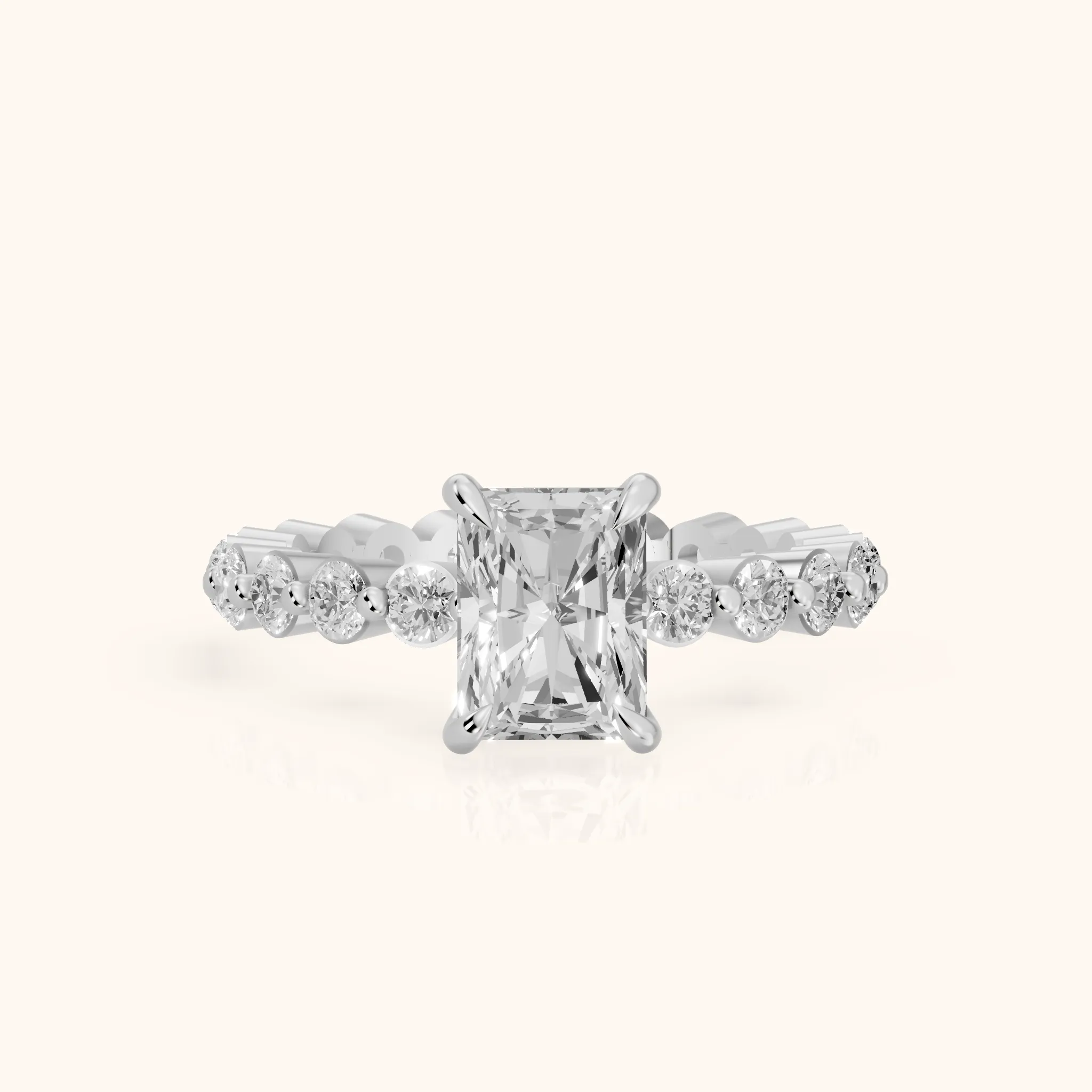 Piper Sidestone Radiant Diamond Engagement Ring in Silver — view 1