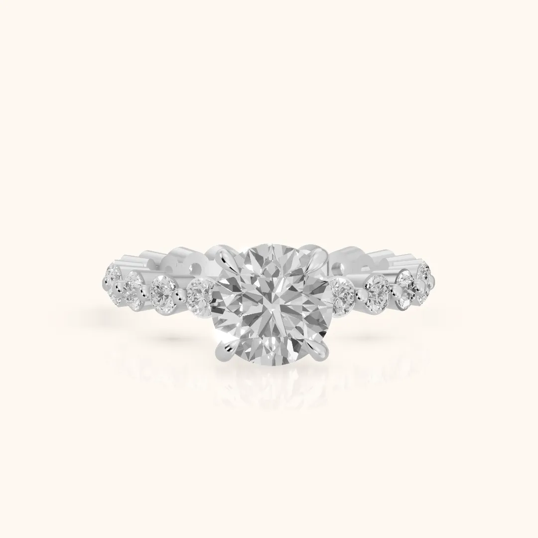 Piper Sidestone Round Diamond Engagement Ring in Silver — view 2