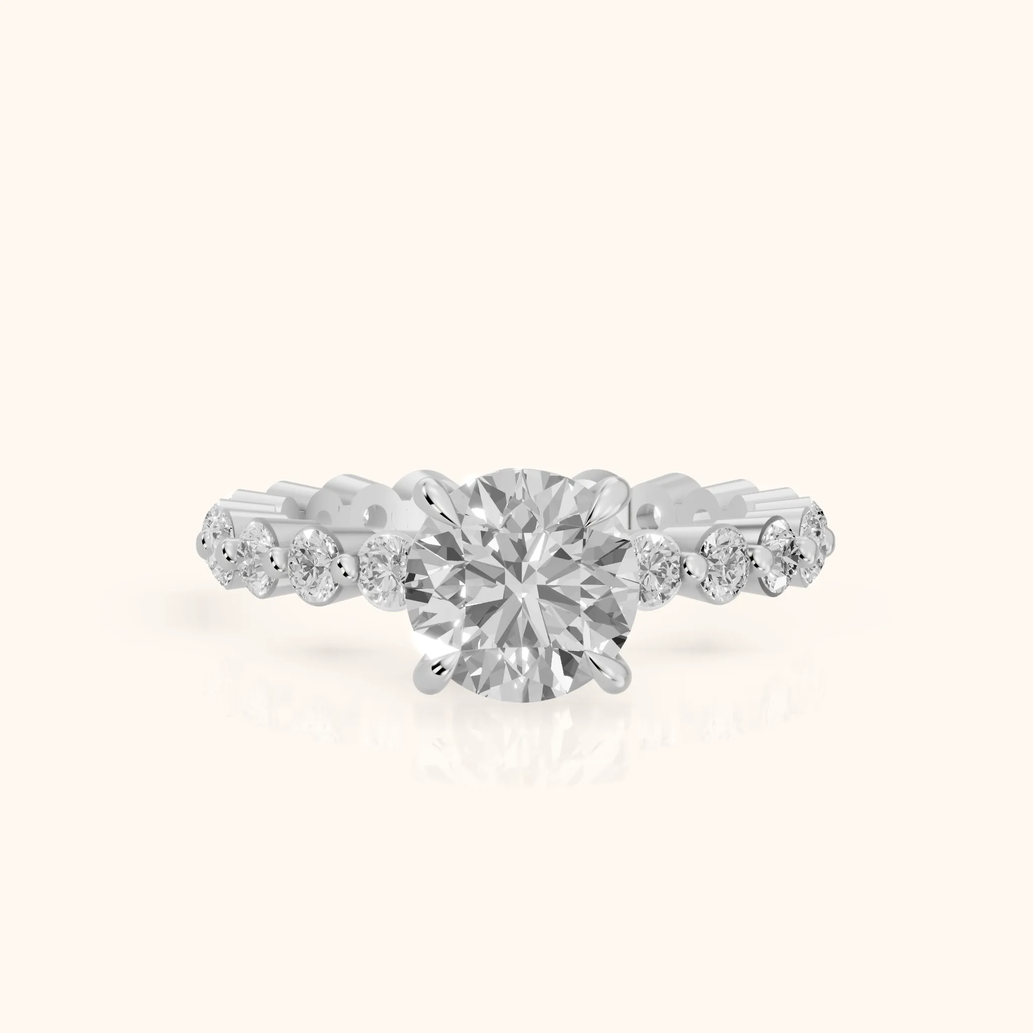 Piper Sidestone Round Diamond Engagement Ring in Silver — view 1