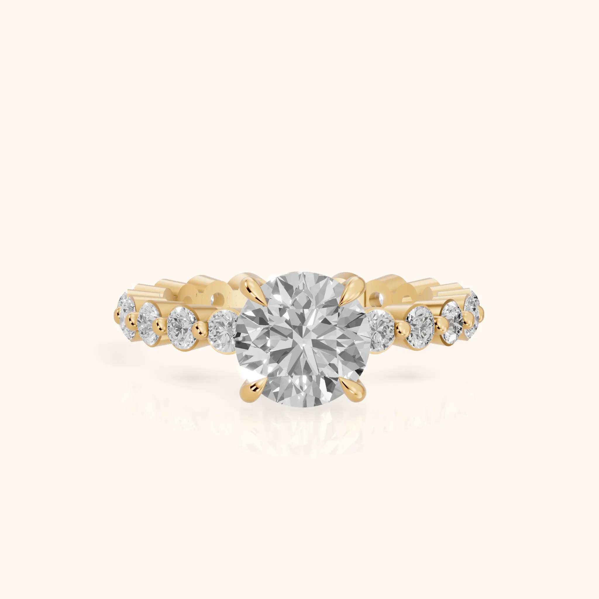 Piper Sidestone Round Diamond Engagement Ring in Yellow Gold — view 1