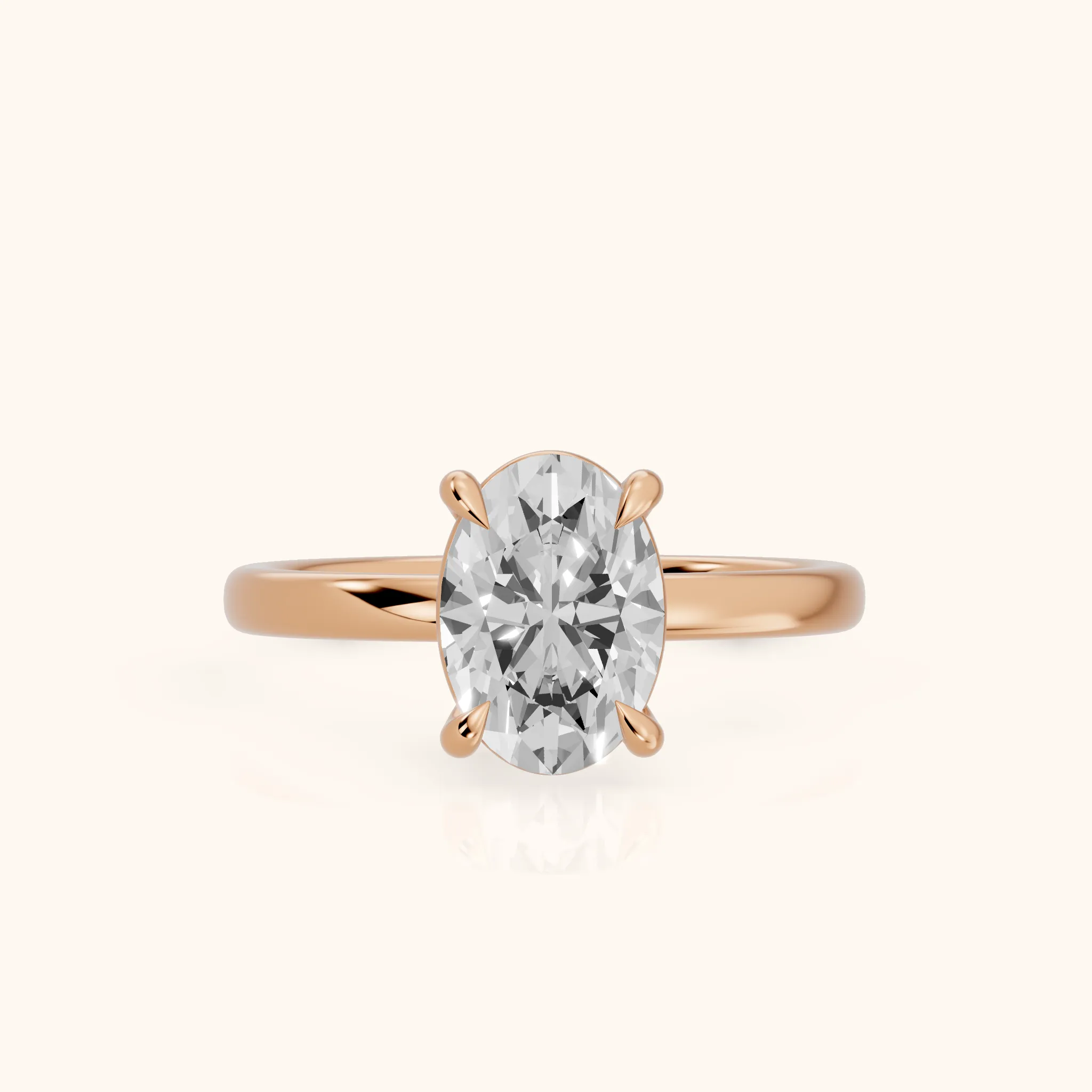 Rowan Basket Solitaire Oval Diamond Engagement Ring in Rose Gold — view 1