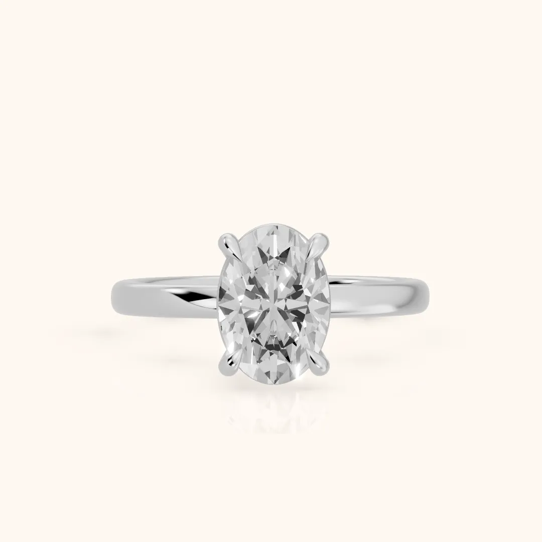 Rowan Basket Solitaire Oval Diamond Engagement Ring in Silver — view 2