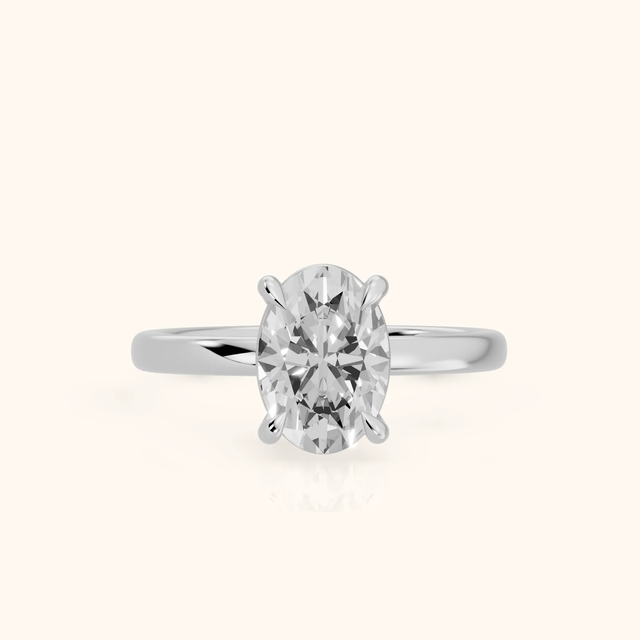Rowan Basket Solitaire Oval Diamond Engagement Ring in Silver — view 1