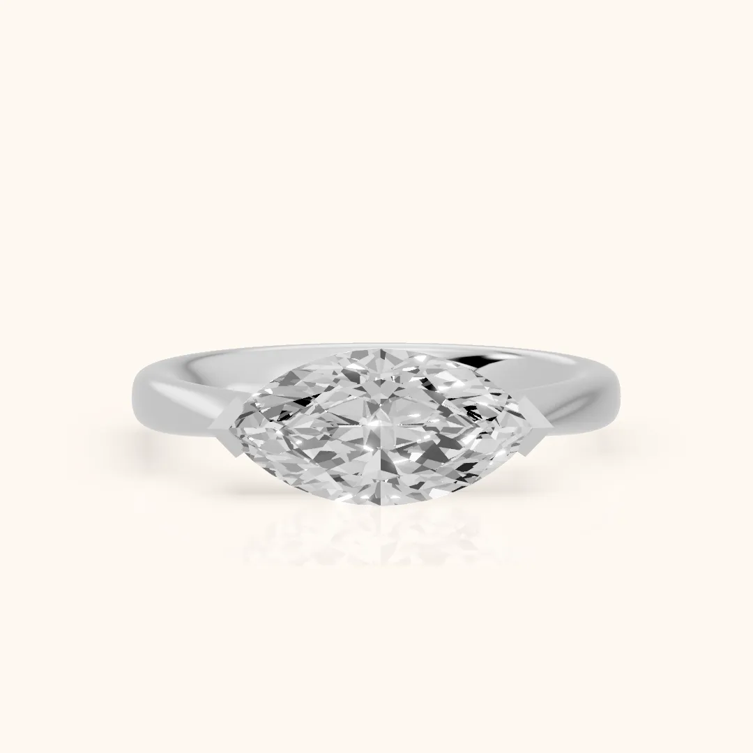 Magnolia East-West Marquise Diamond Engagement Ring in Platinum — view 2