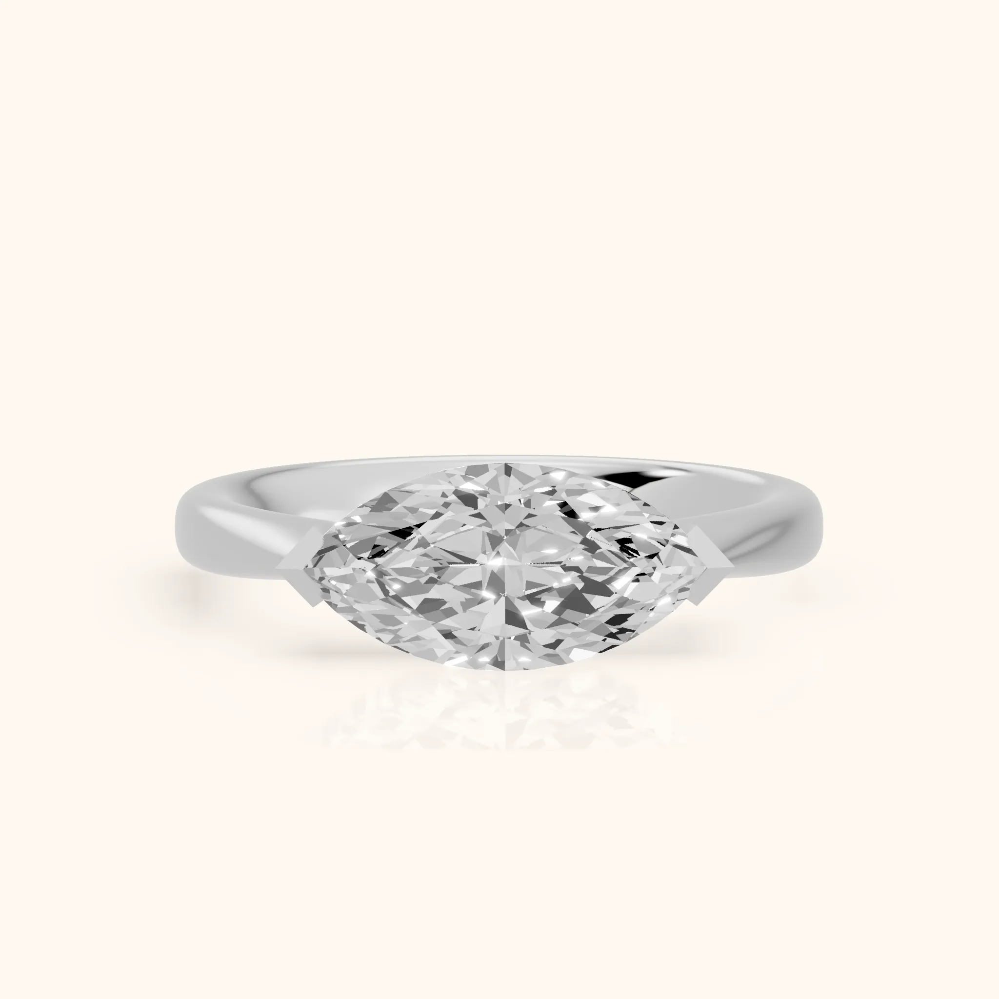 Magnolia East-West Marquise Diamond Engagement Ring in Platinum — view 1