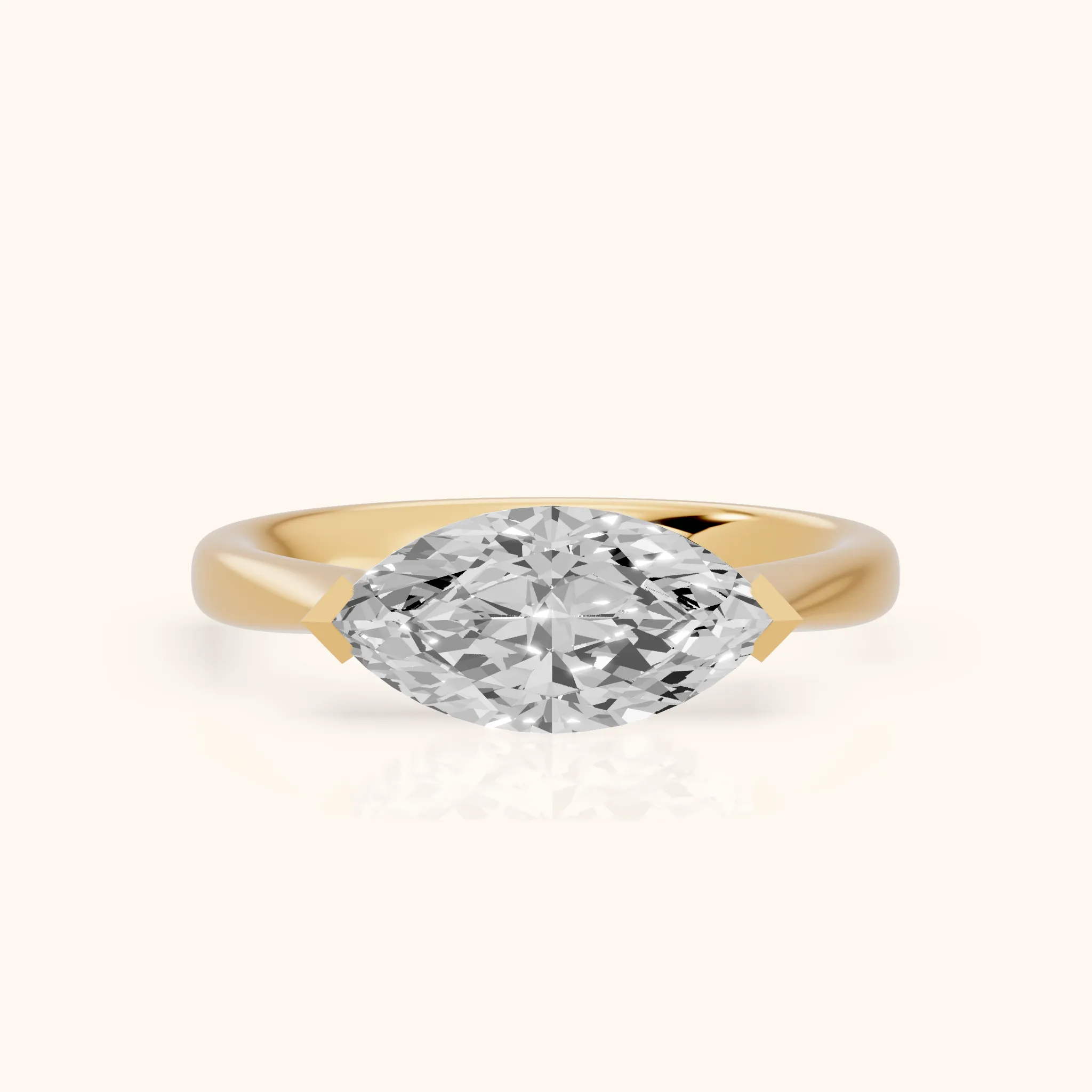 Magnolia East-West Marquise Diamond Engagement Ring in Yellow Gold — view 1