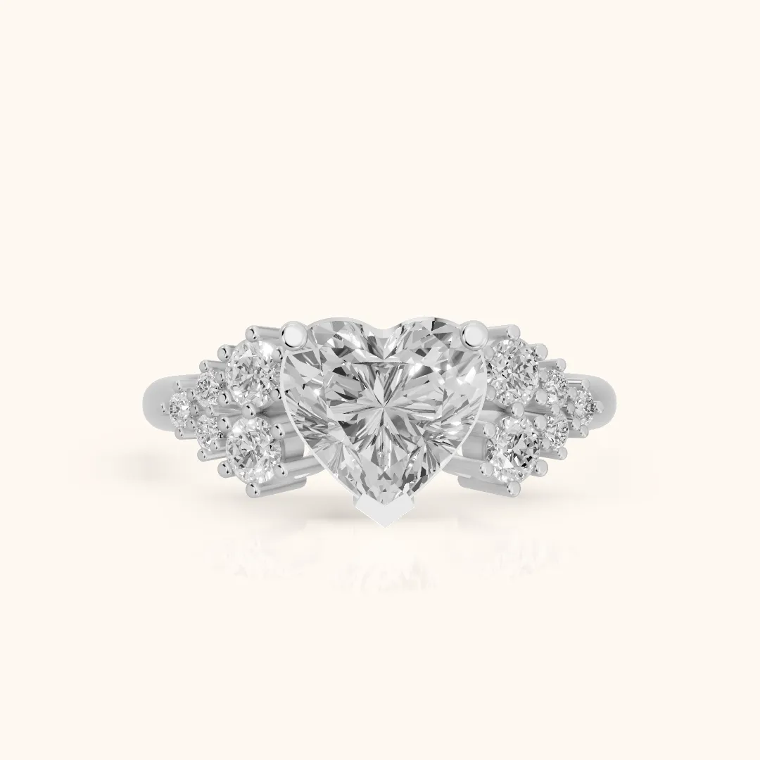 Azalea Cluster Heart Diamond Engagement Ring in Silver — view 2