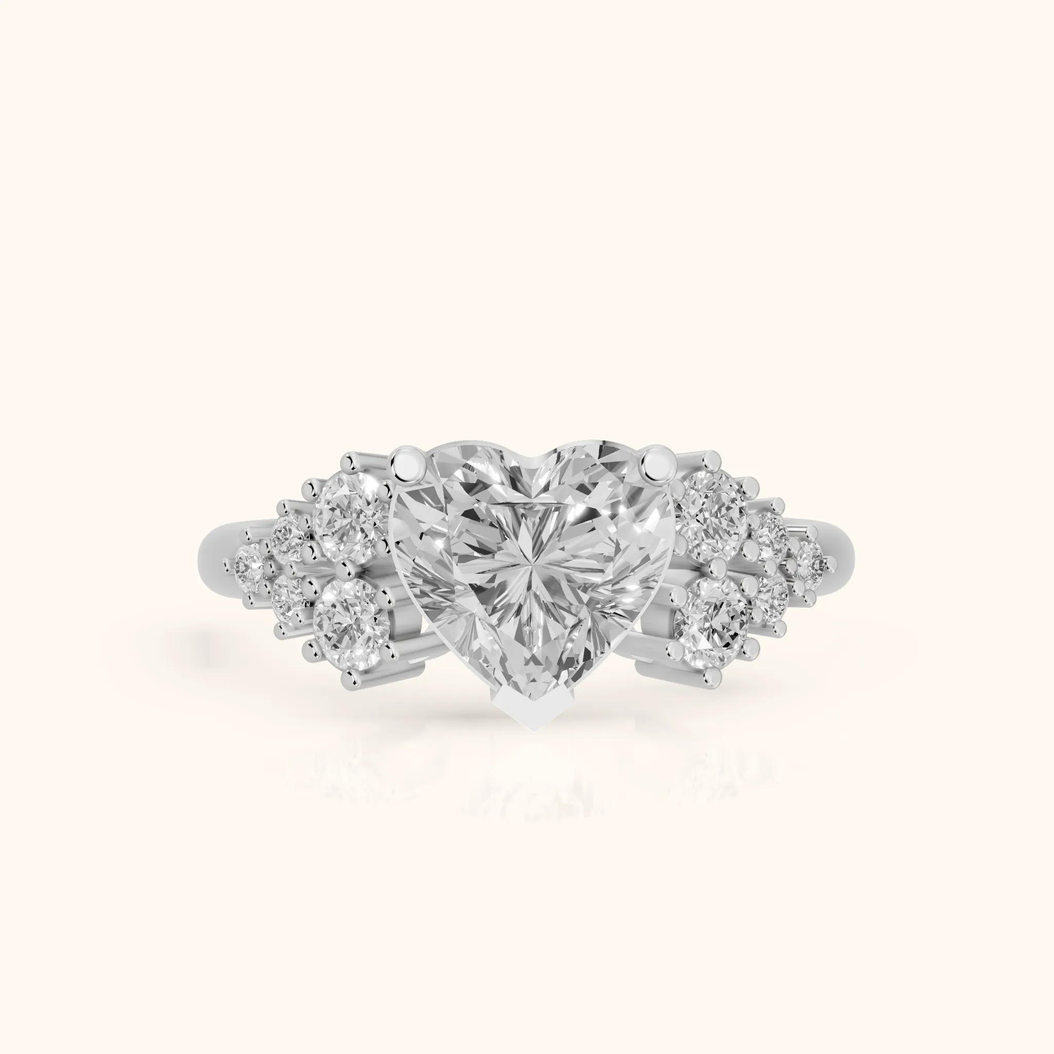 Azalea Cluster Heart Diamond Engagement Ring in Silver — view 1