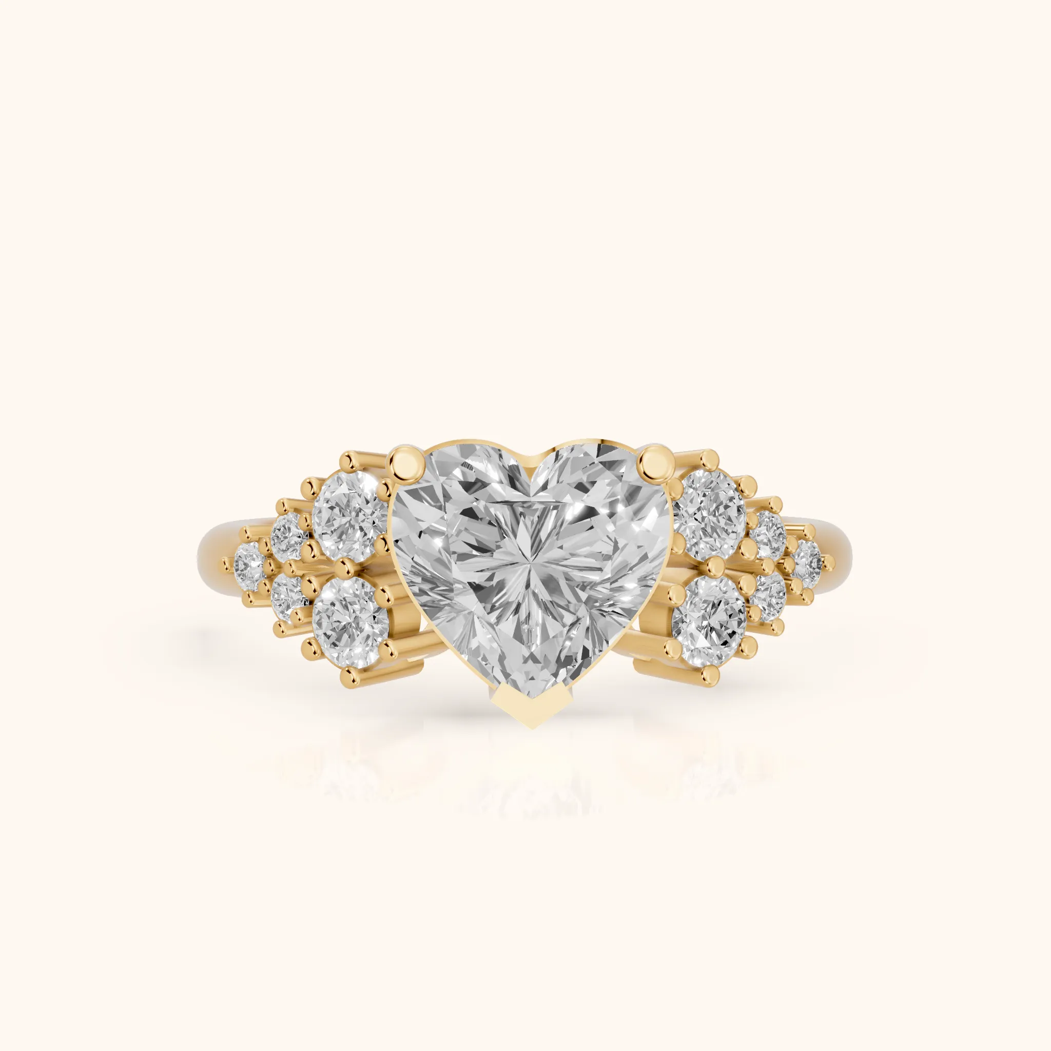 Azalea Cluster Heart Diamond Engagement Ring in Yellow Gold — view 1