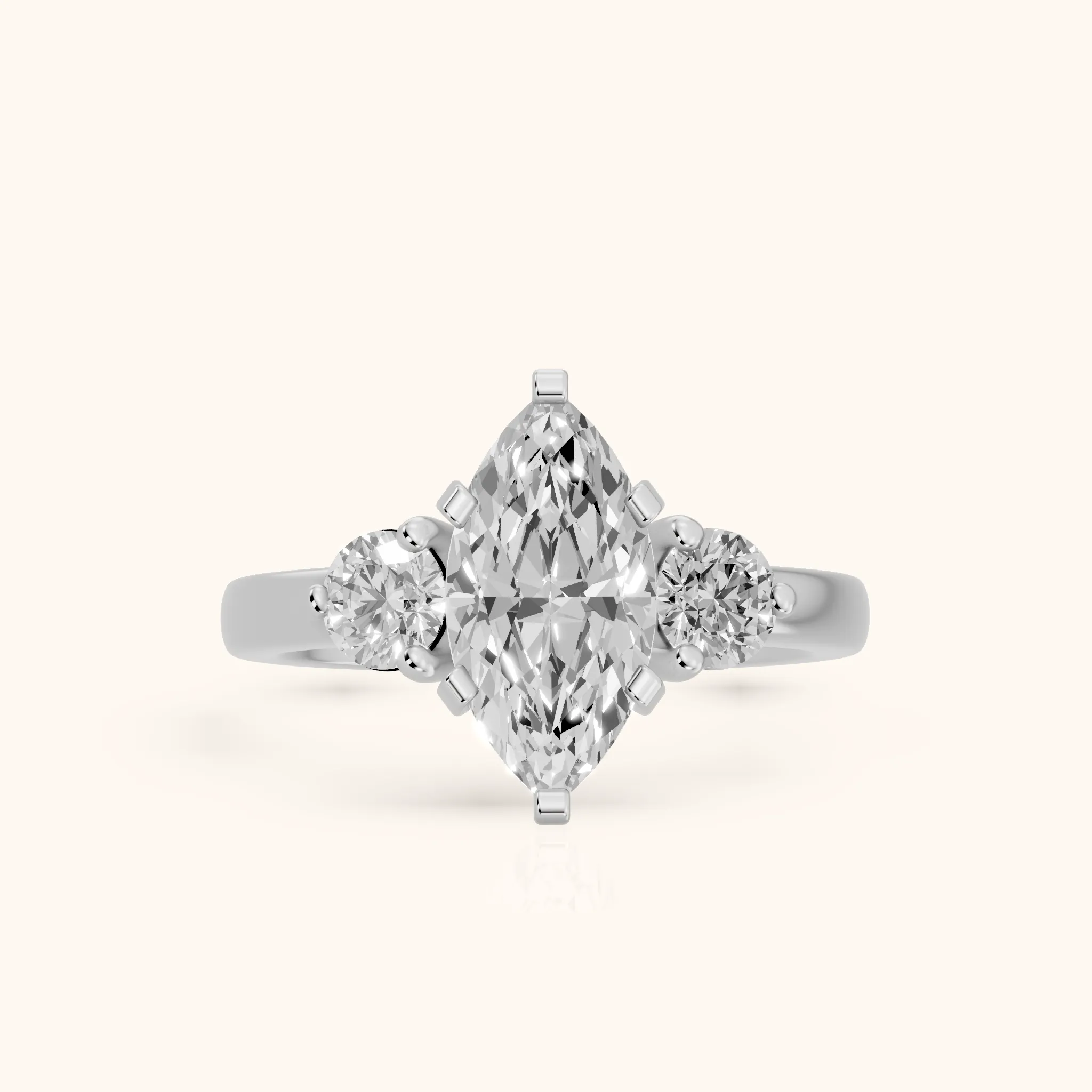 Freesia Three-Stone Marquise Diamond Engagement Ring in Silver — view 1