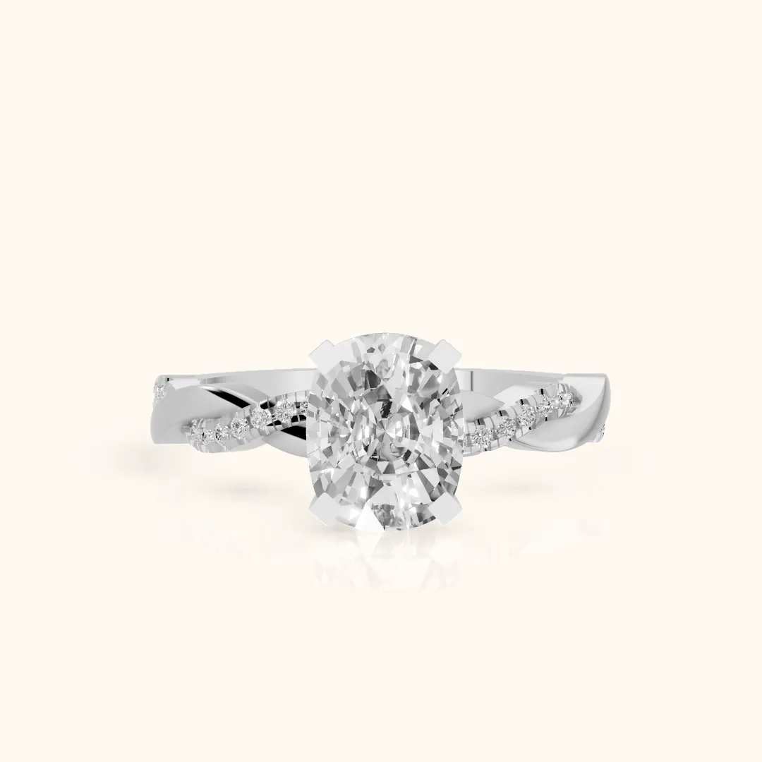 Primrose Pavé Twist Cushion Diamond Engagement Ring in White Gold — view 2