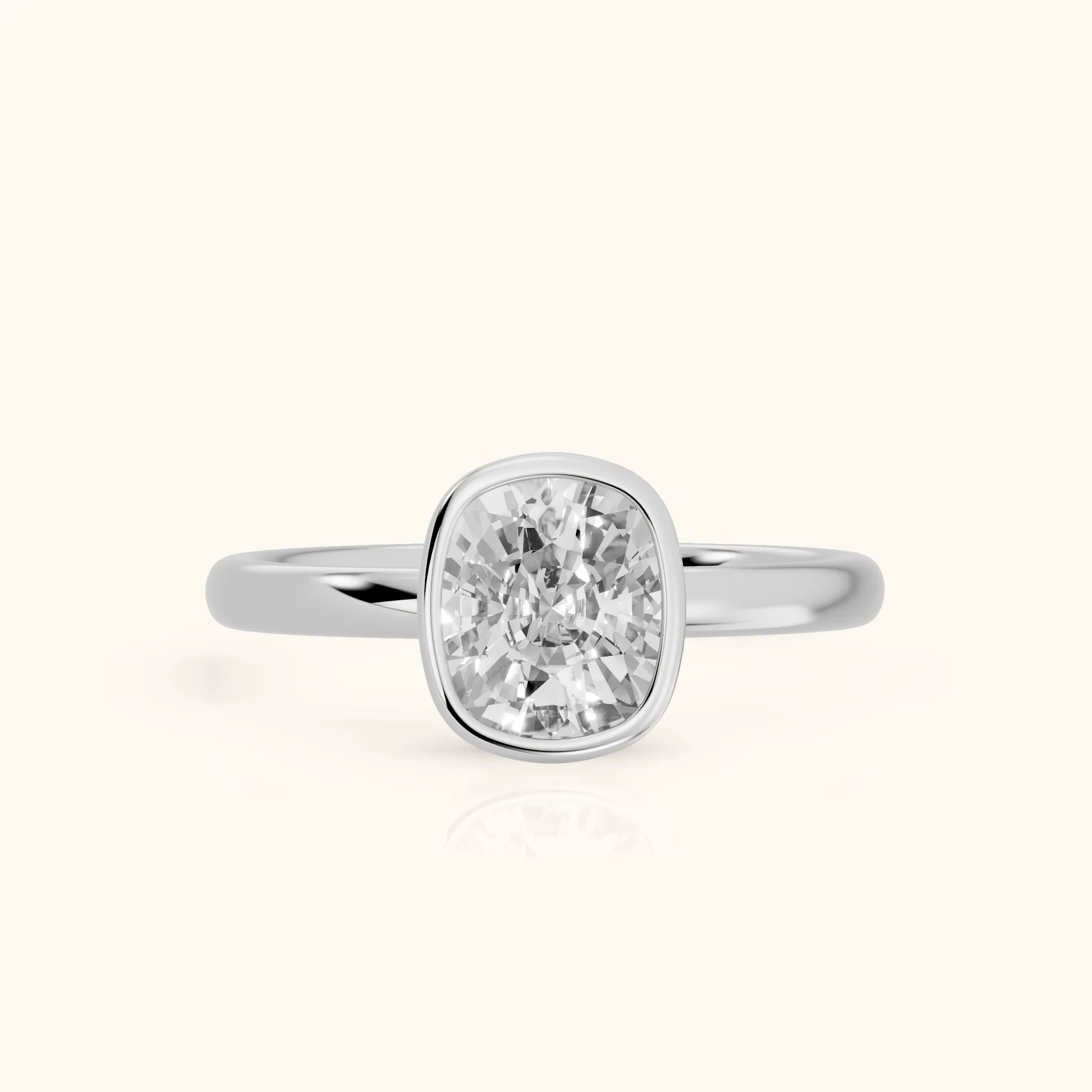 Carina Bezel Hidden Halo Cushion Diamond Engagement Ring in Platinum — view 1