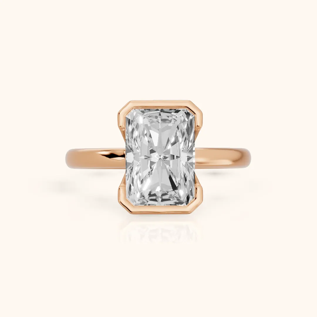 Winslow Partial Bezel Solitaire Radiant Diamond Engagement Ring in Rose Gold — view 2