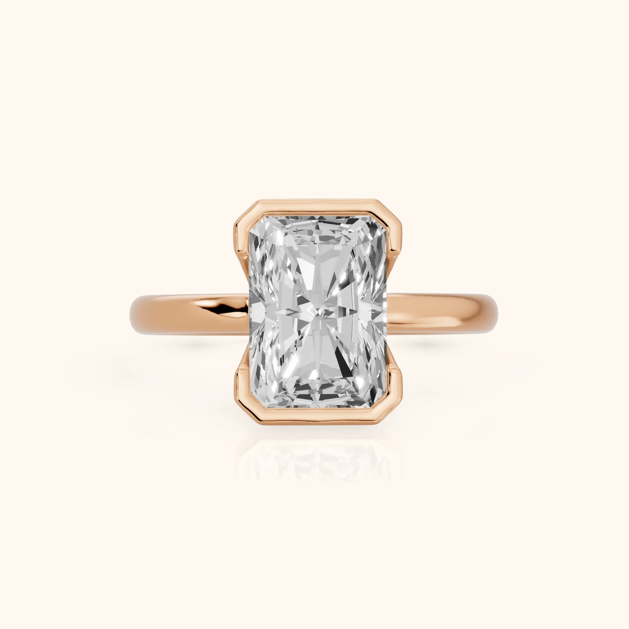 Winslow Partial Bezel Solitaire Radiant Diamond Engagement Ring in Rose Gold — view 1