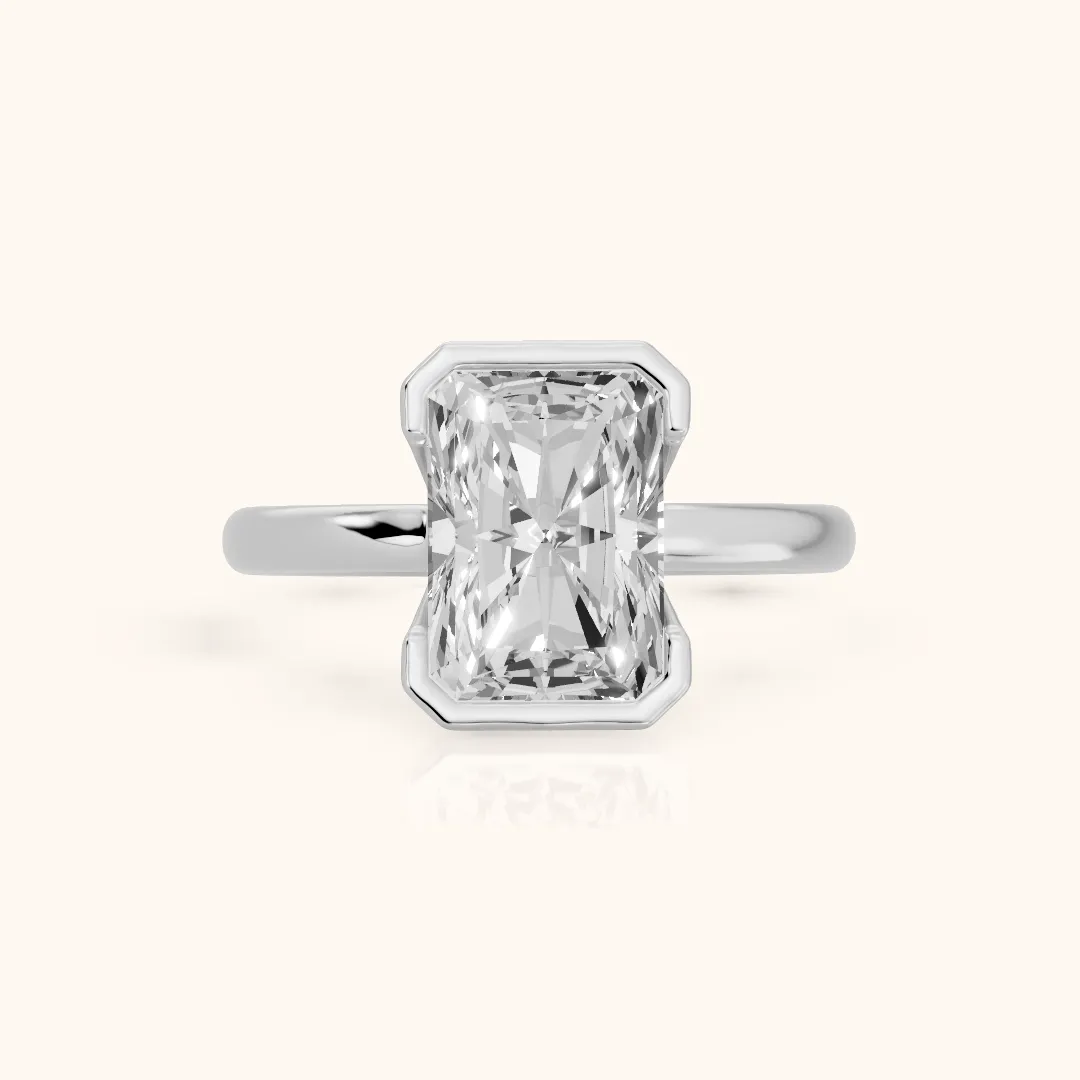 Winslow Partial Bezel Solitaire Radiant Diamond Engagement Ring in Silver — view 2