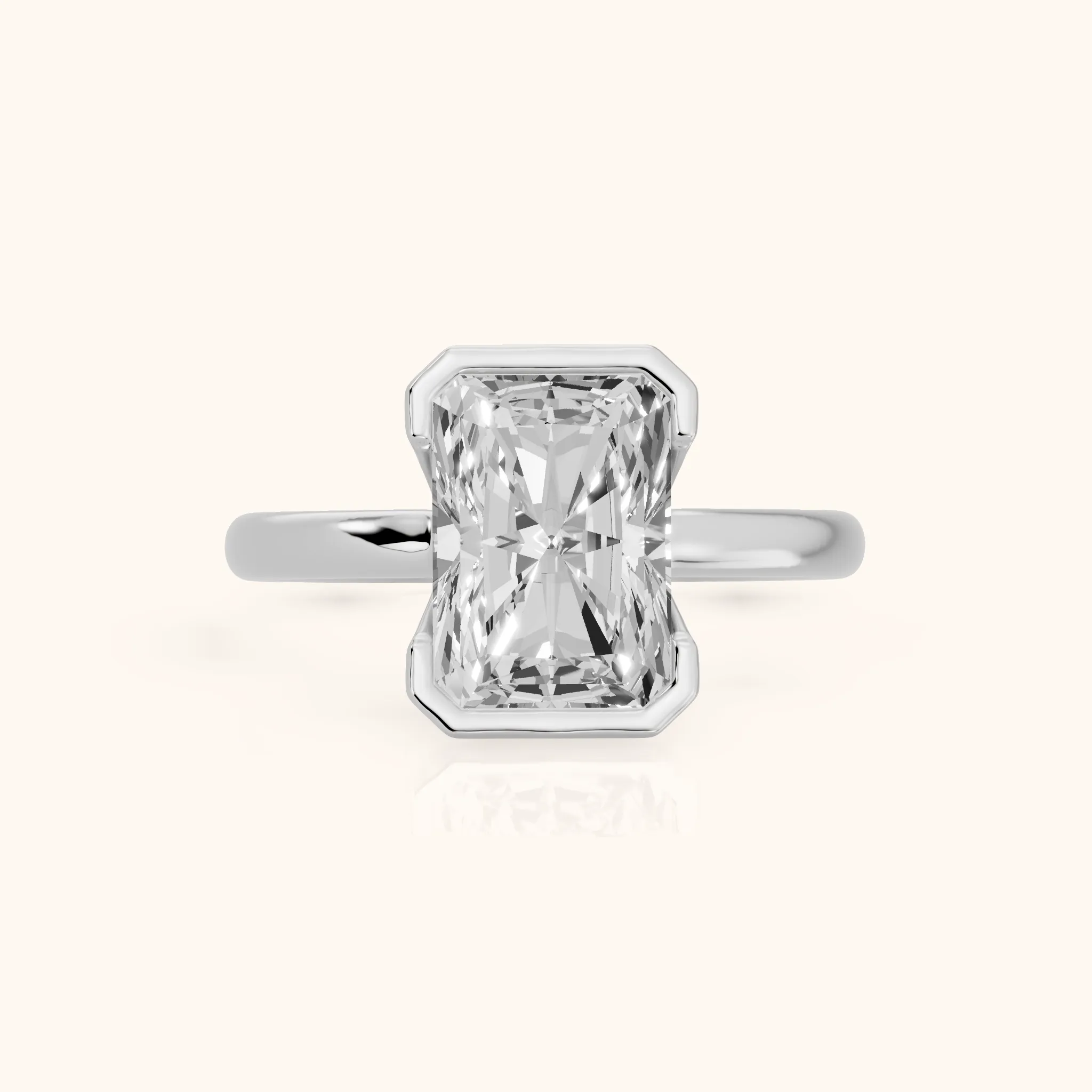 Winslow Partial Bezel Solitaire Radiant Diamond Engagement Ring in Silver — view 1
