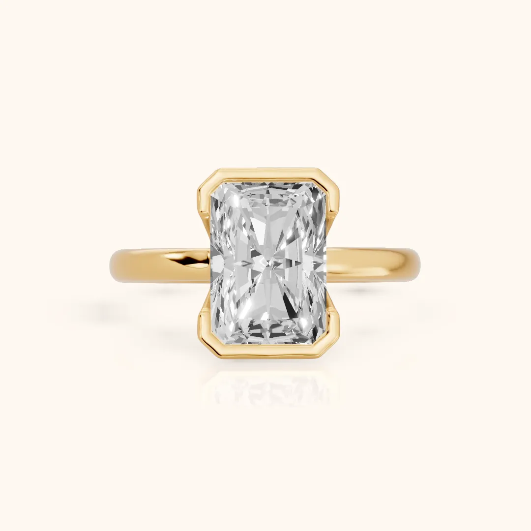 Winslow Partial Bezel Solitaire Radiant Diamond Engagement Ring in Yellow Gold — view 2