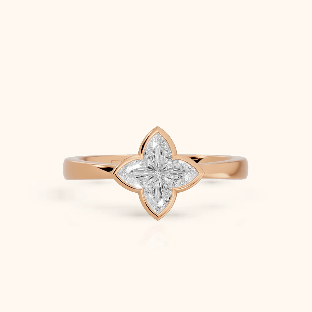 Millie Bezel Solitaire Lily Diamond Engagement Ring in Rose Gold — view 2