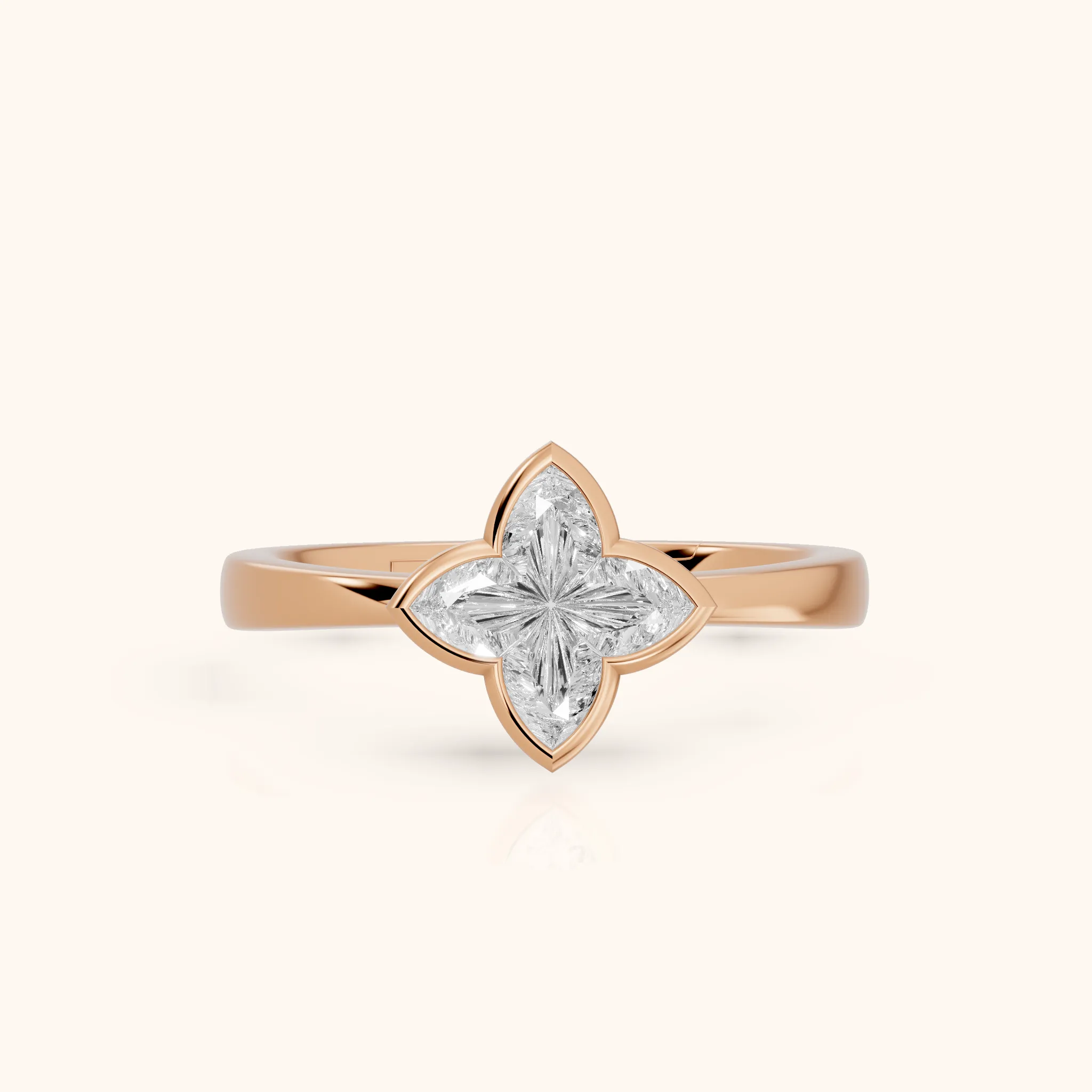 Millie Bezel Solitaire Lily Diamond Engagement Ring in Rose Gold — view 1