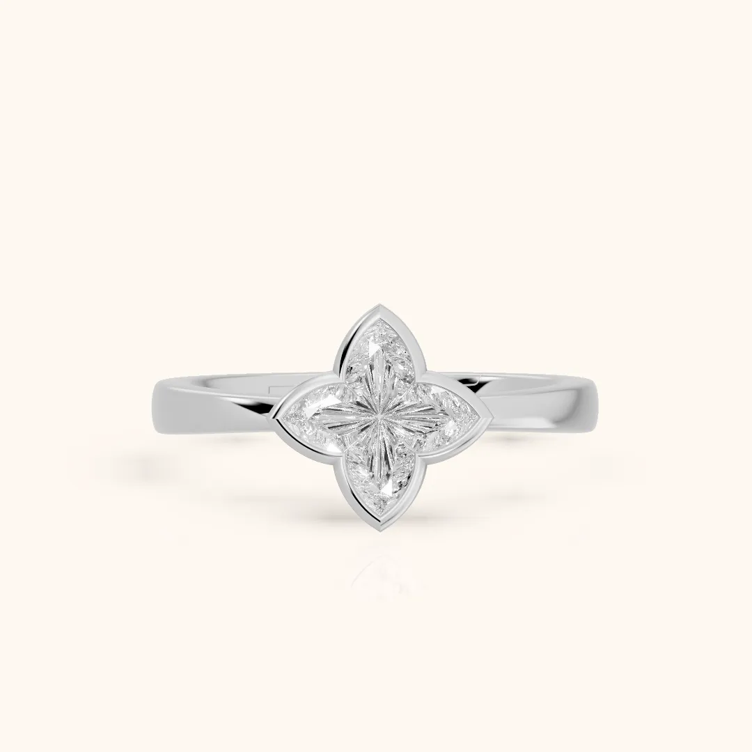 Millie Bezel Solitaire Lily Diamond Engagement Ring in Silver — view 2
