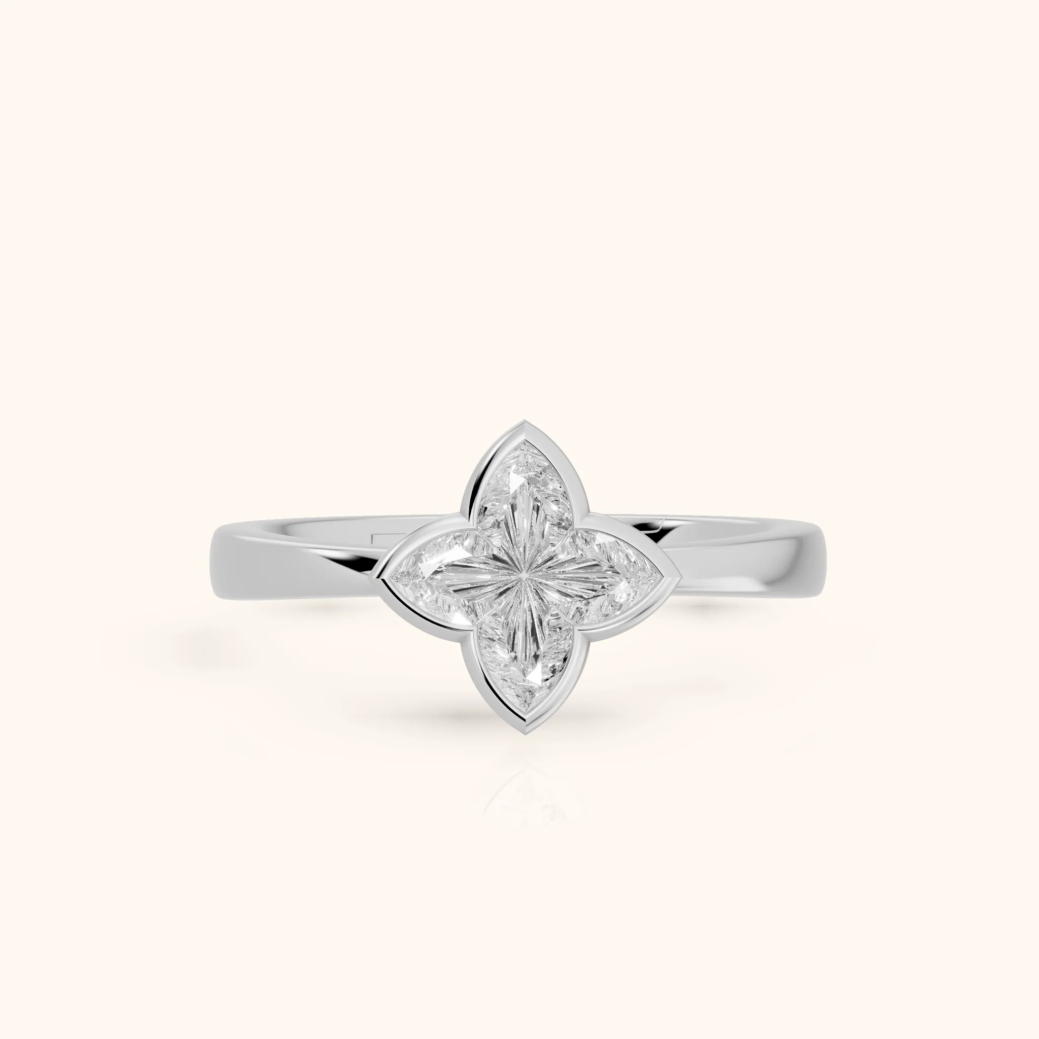 Millie Bezel Solitaire Lily Diamond Engagement Ring in Silver — view 1