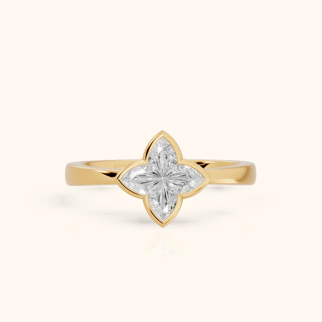 Millie Bezel Solitaire Lily Diamond Engagement Ring in Yellow Gold — view 2