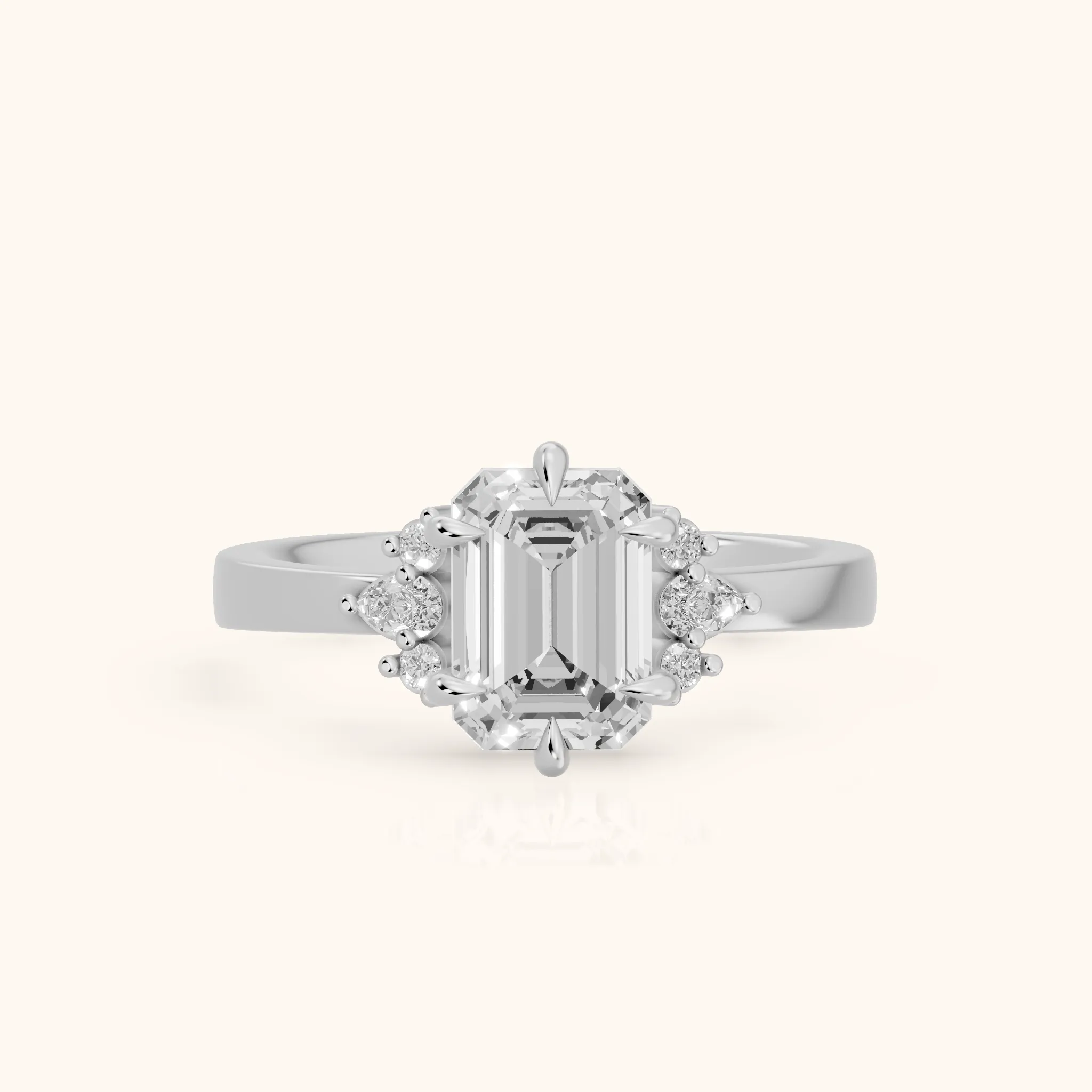 Josie Sidestone Emerald Diamond Engagement Ring in Silver — view 1