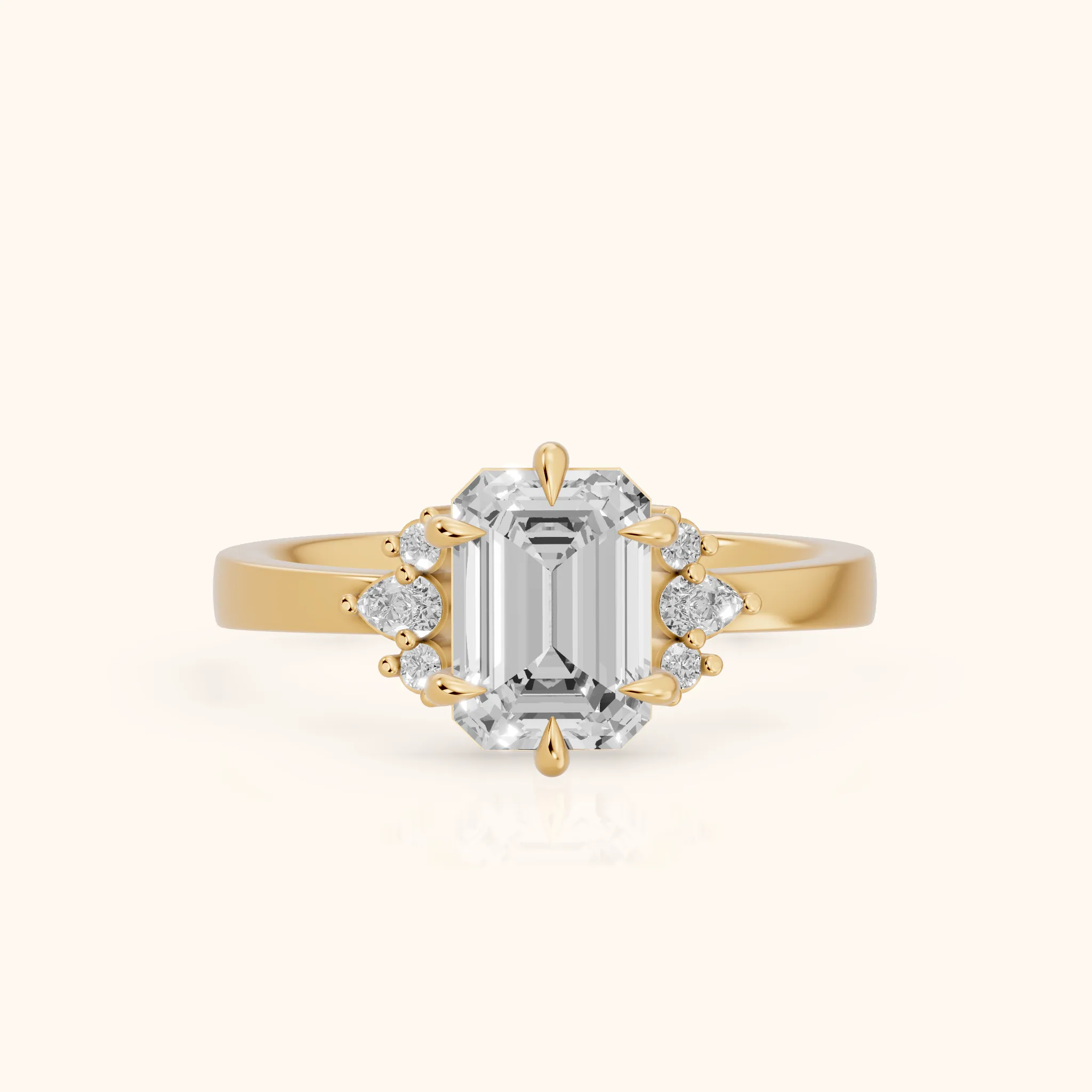 Josie Sidestone Emerald Diamond Engagement Ring in Yellow Gold — view 1