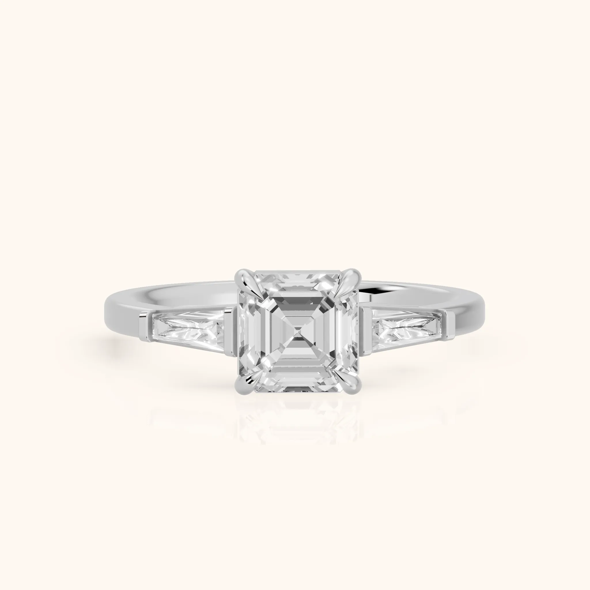 Winnie Three-Stone Asscher Diamond Engagement Ring in Silver — view 1